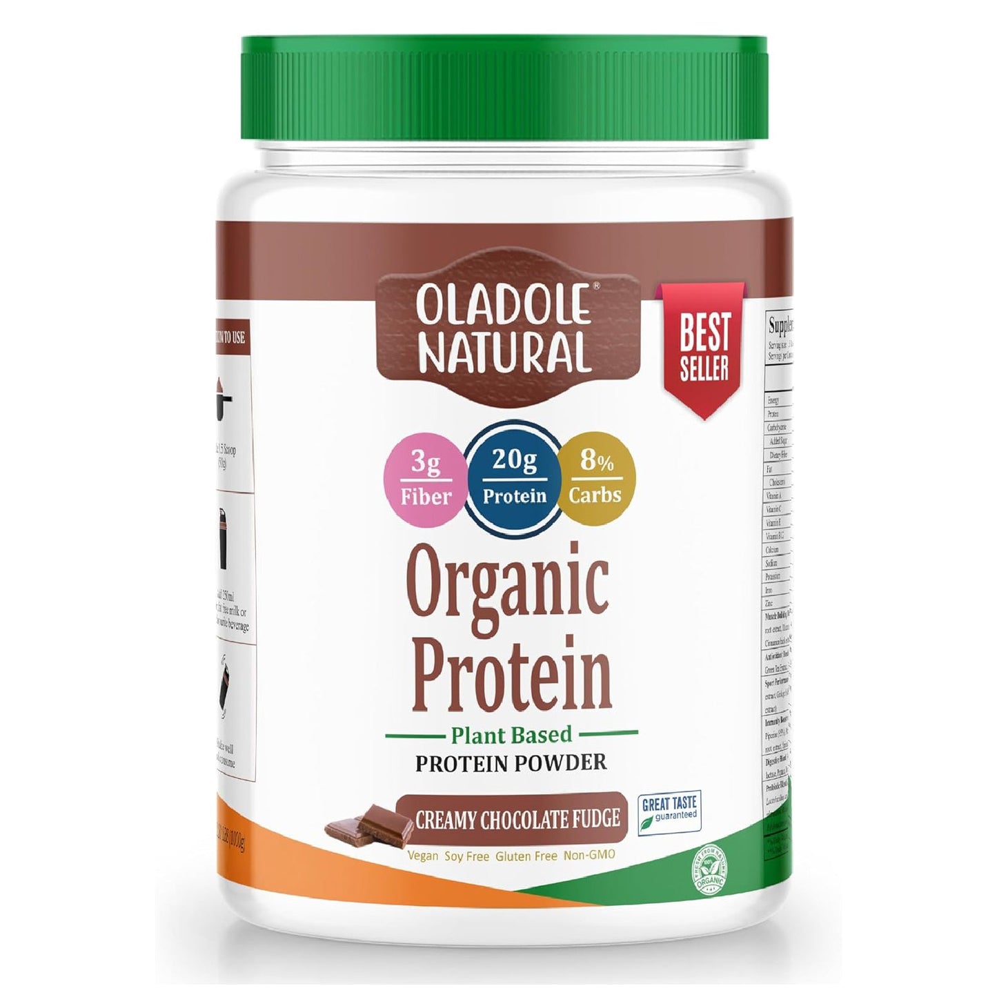 oladole natural plant based organic protein powder 1kg chocolate Halal