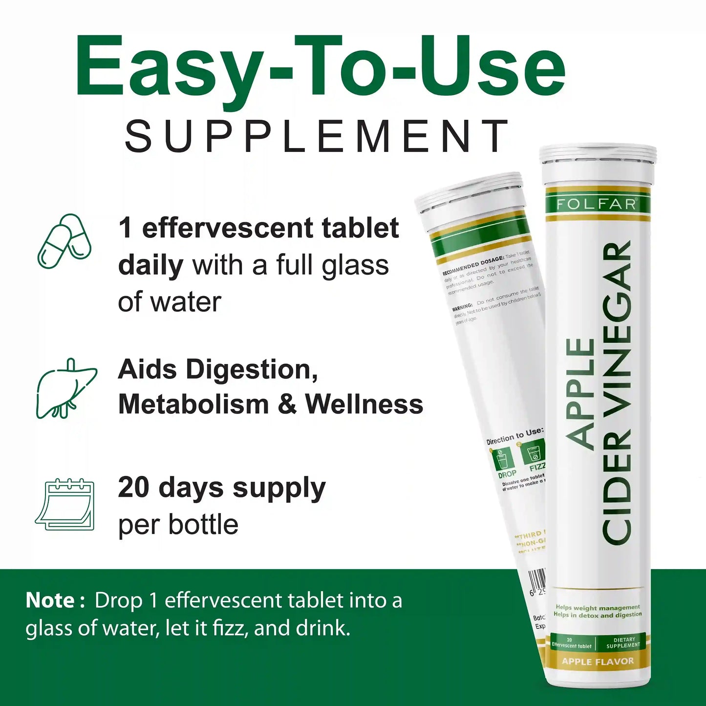 Folfar Apple Cider Vinegar Effervescent Tablets