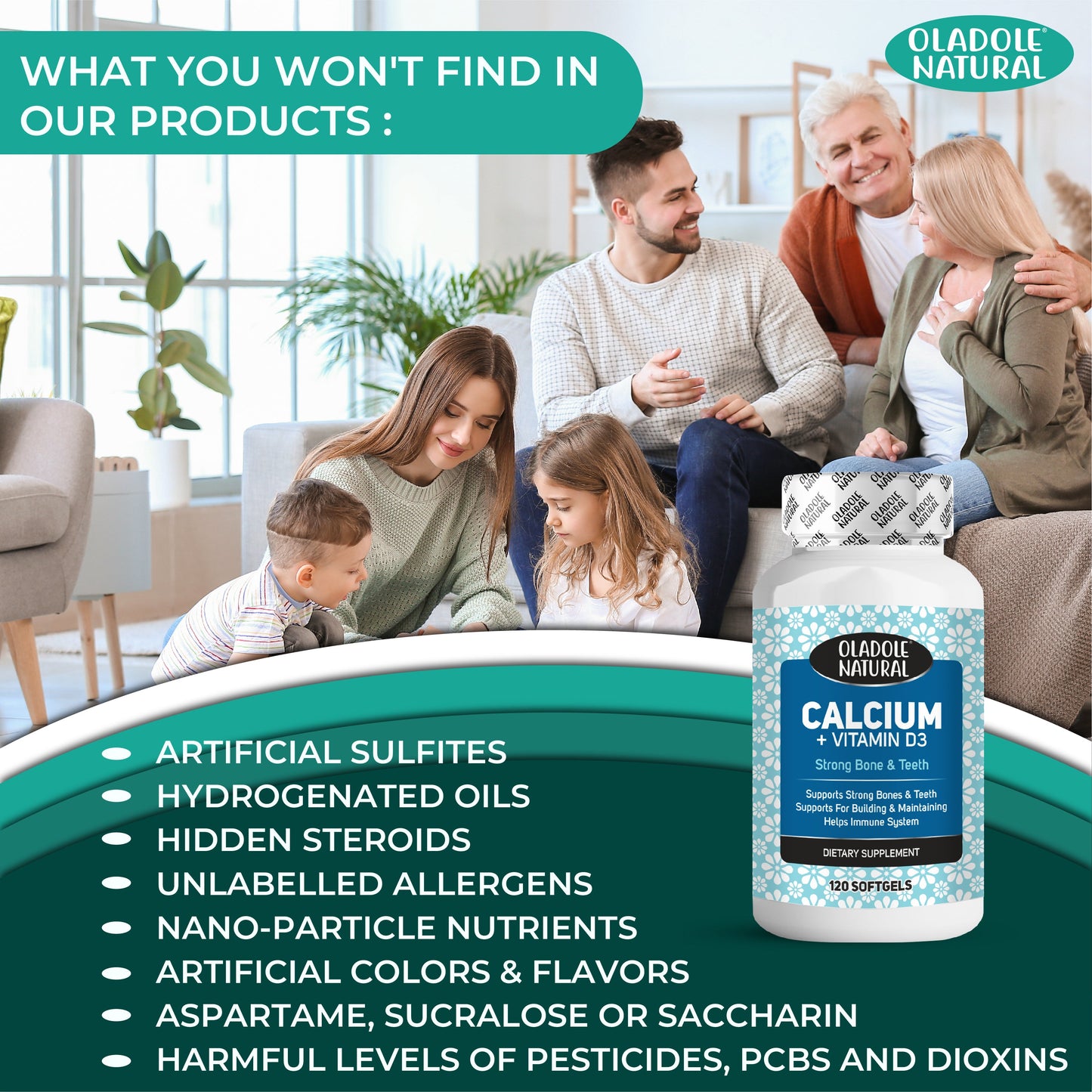 Calcium + Vitamin D3 Supplement 120 Softgels