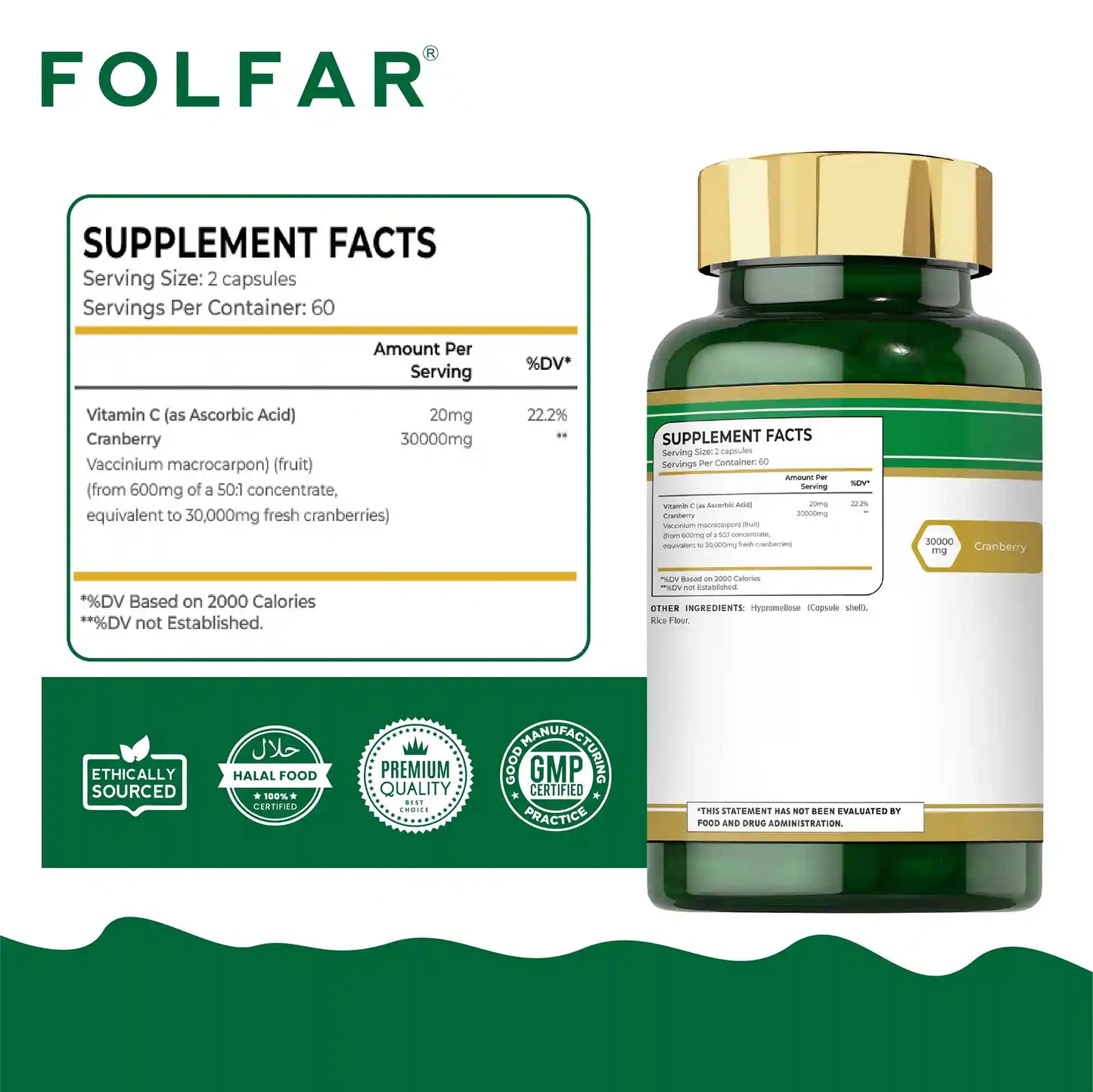 Folfar Cranberry Extract 120 Capsules