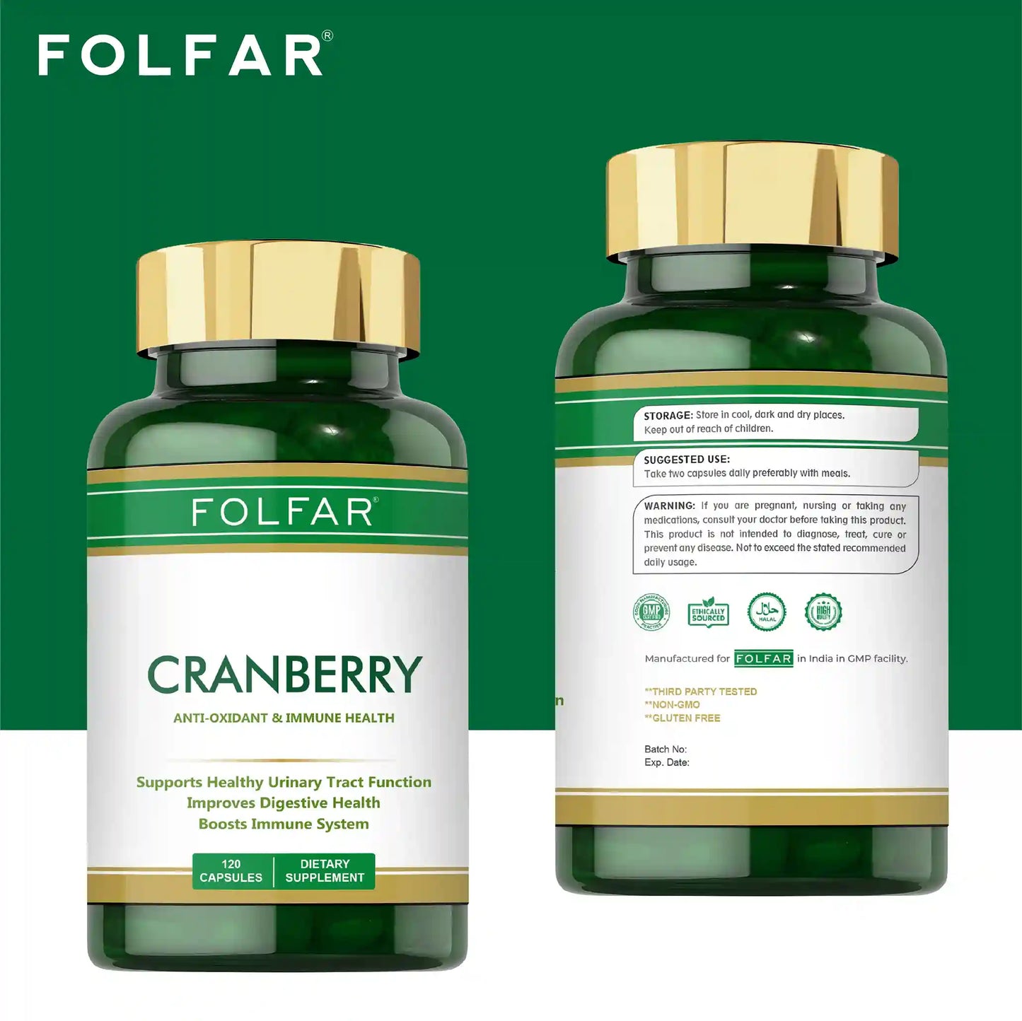 Folfar Cranberry Extract 120 Capsules