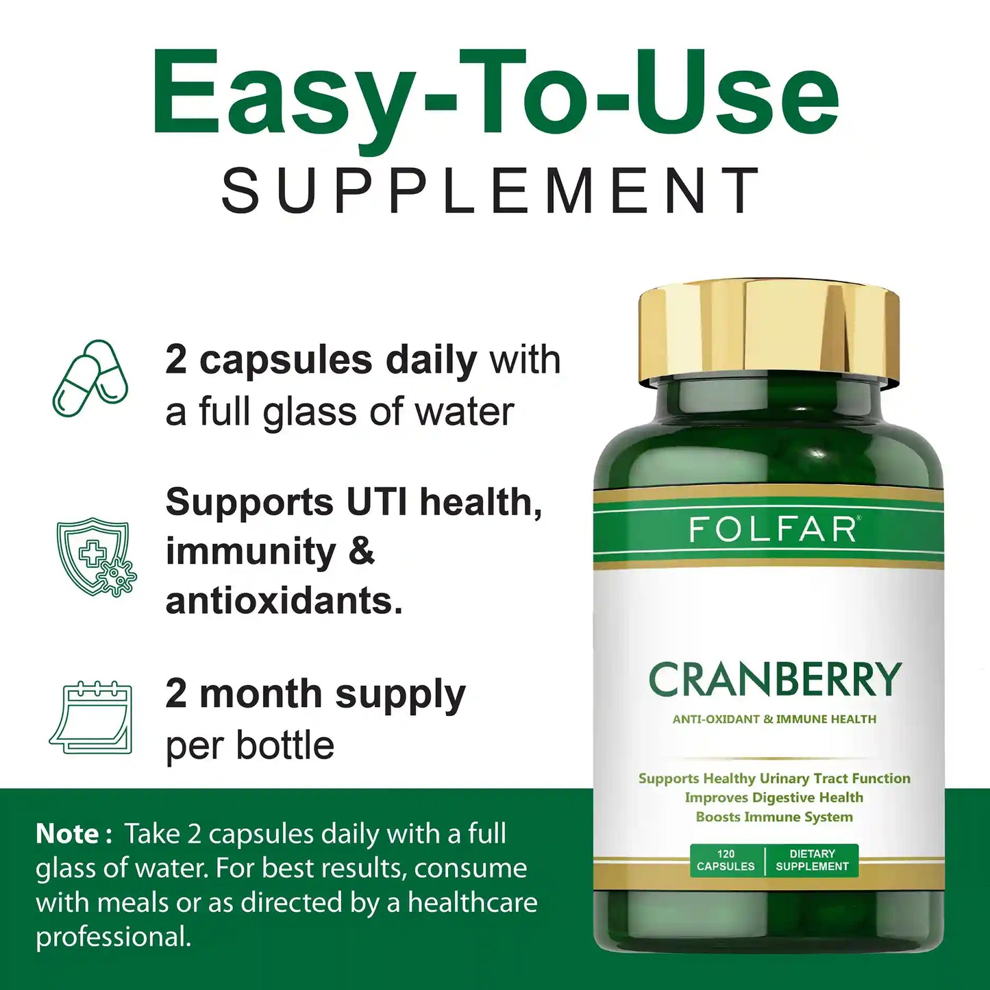 Folfar Cranberry Extract 120 Capsules