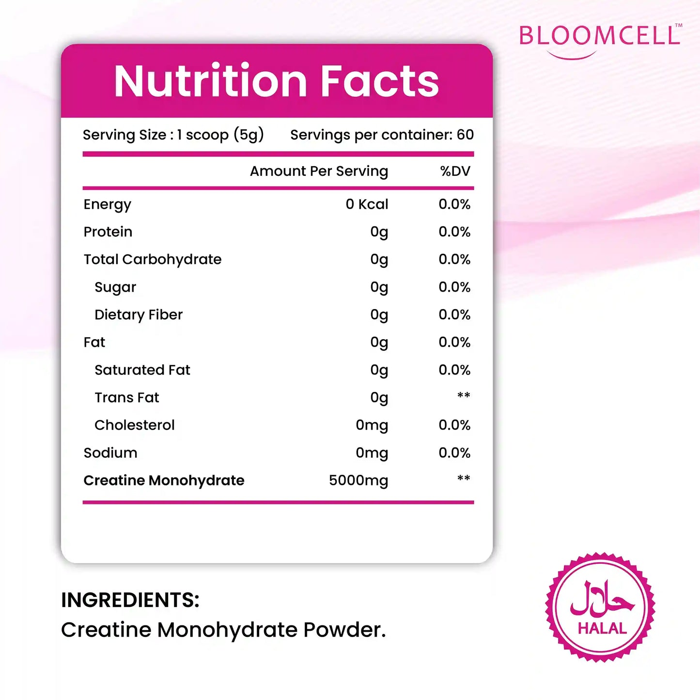 Bloomcell Micronized Creatine Monohydrate Unflavored Powder - 300g