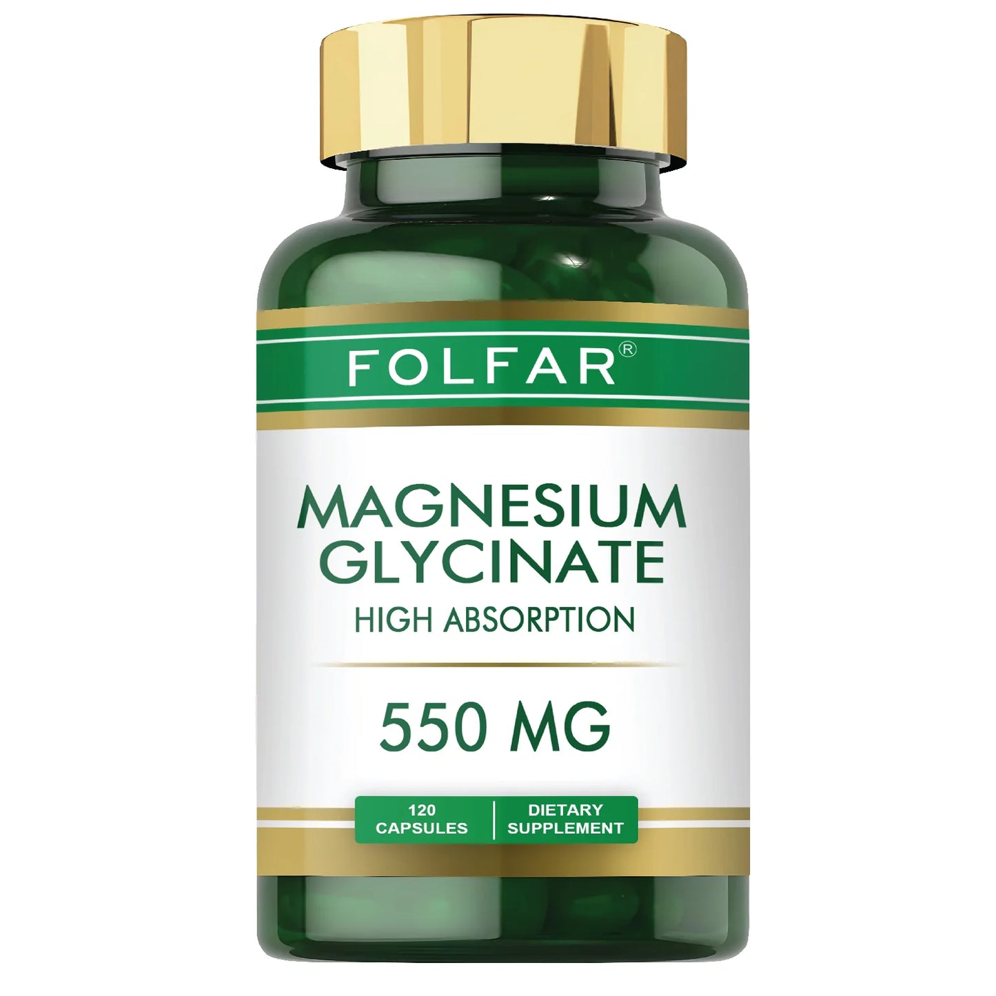 Folfar Magnesium Glycinate 550mg, 120 capsules