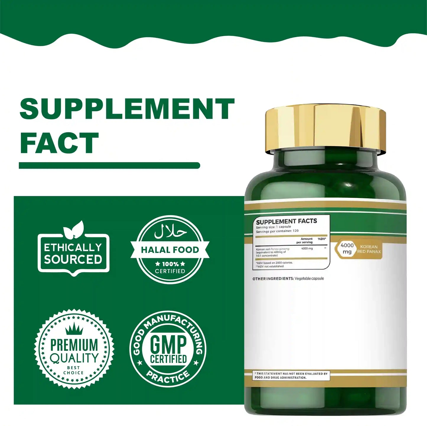 Folfar Korean Panax Ginseng Extract - 120 Capsules