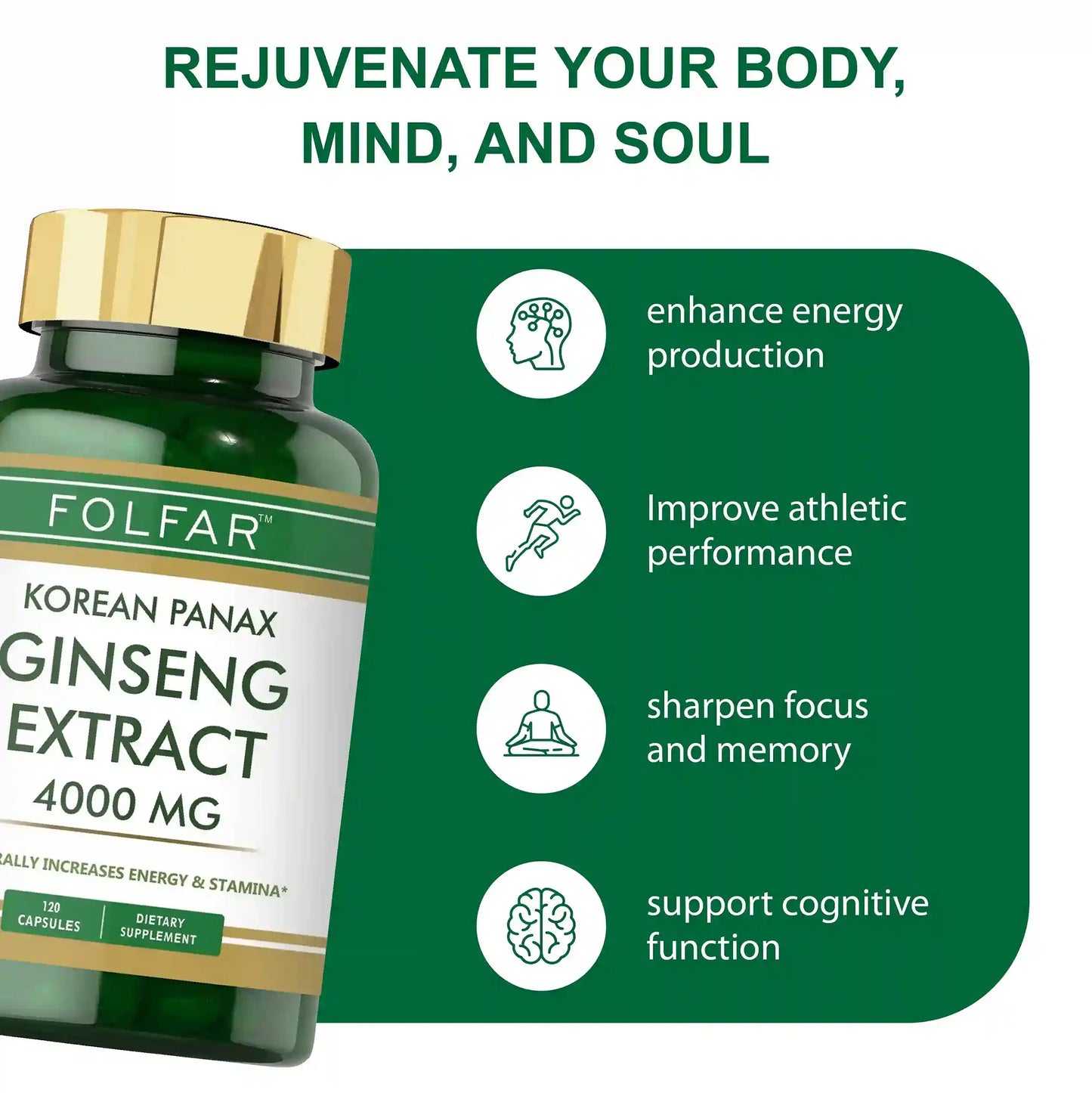 Folfar Korean Panax Ginseng Extract - 120 Capsules