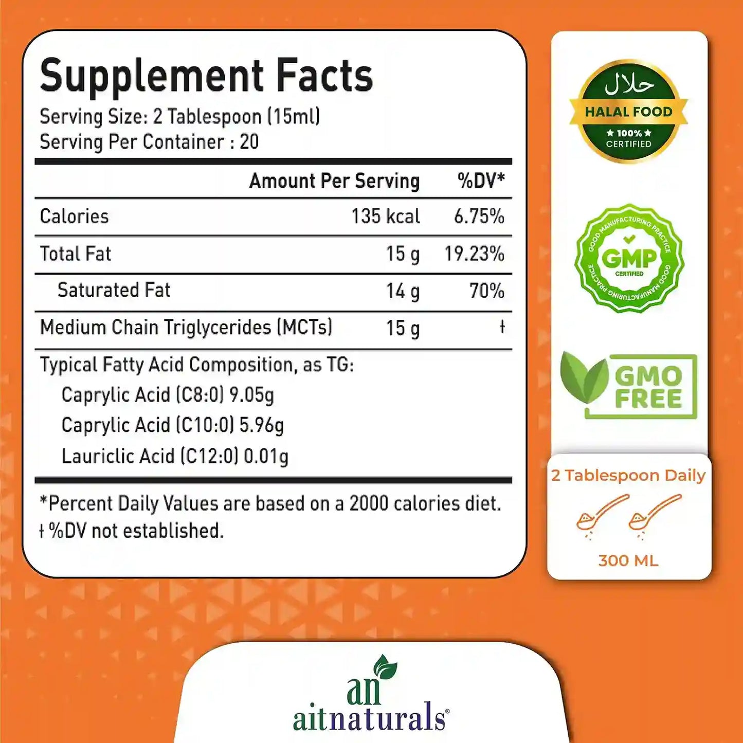 Aitnaturals Organic MCT Oil from Coconuts