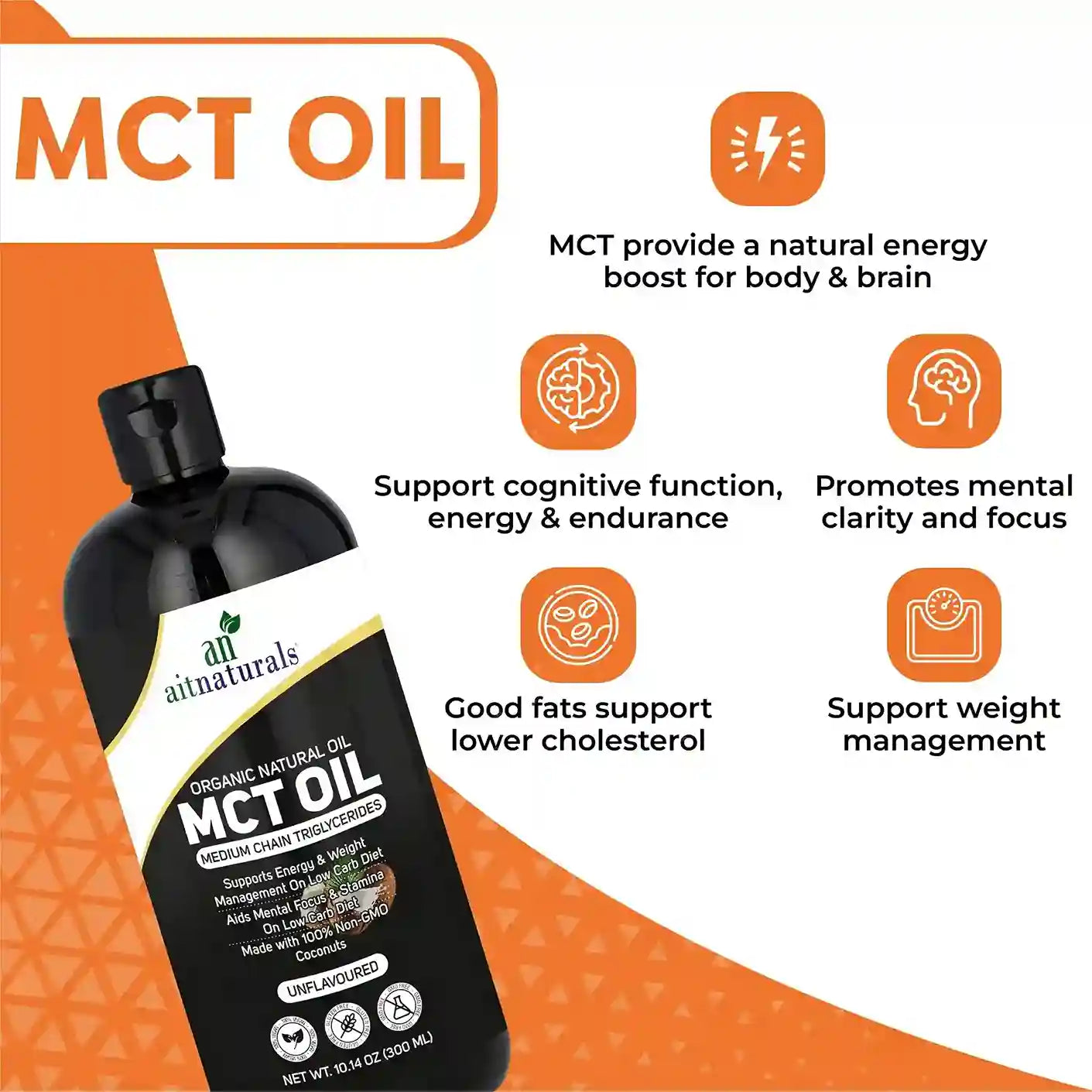 Aitnaturals Organic MCT Oil from Coconuts