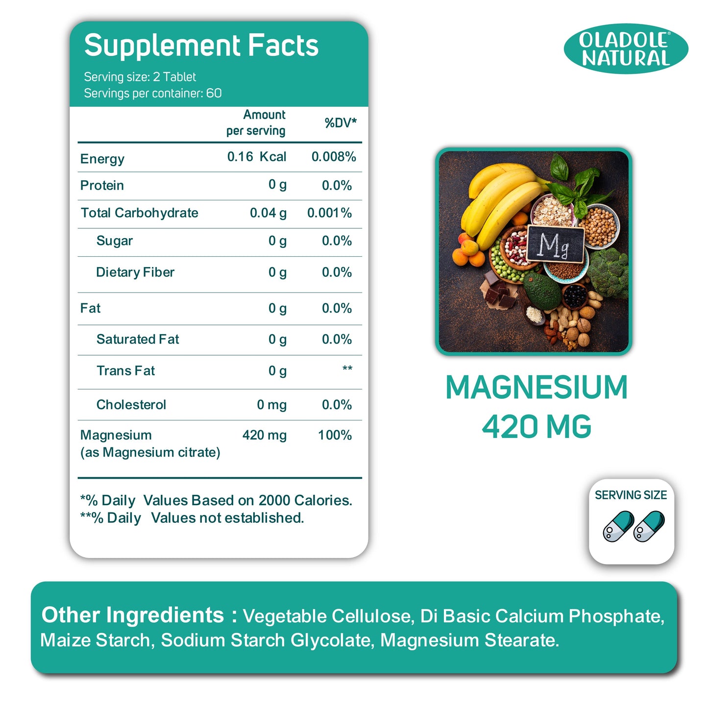 Highly Absorbable Magnesium Citrate 420Mg 120 Tablets