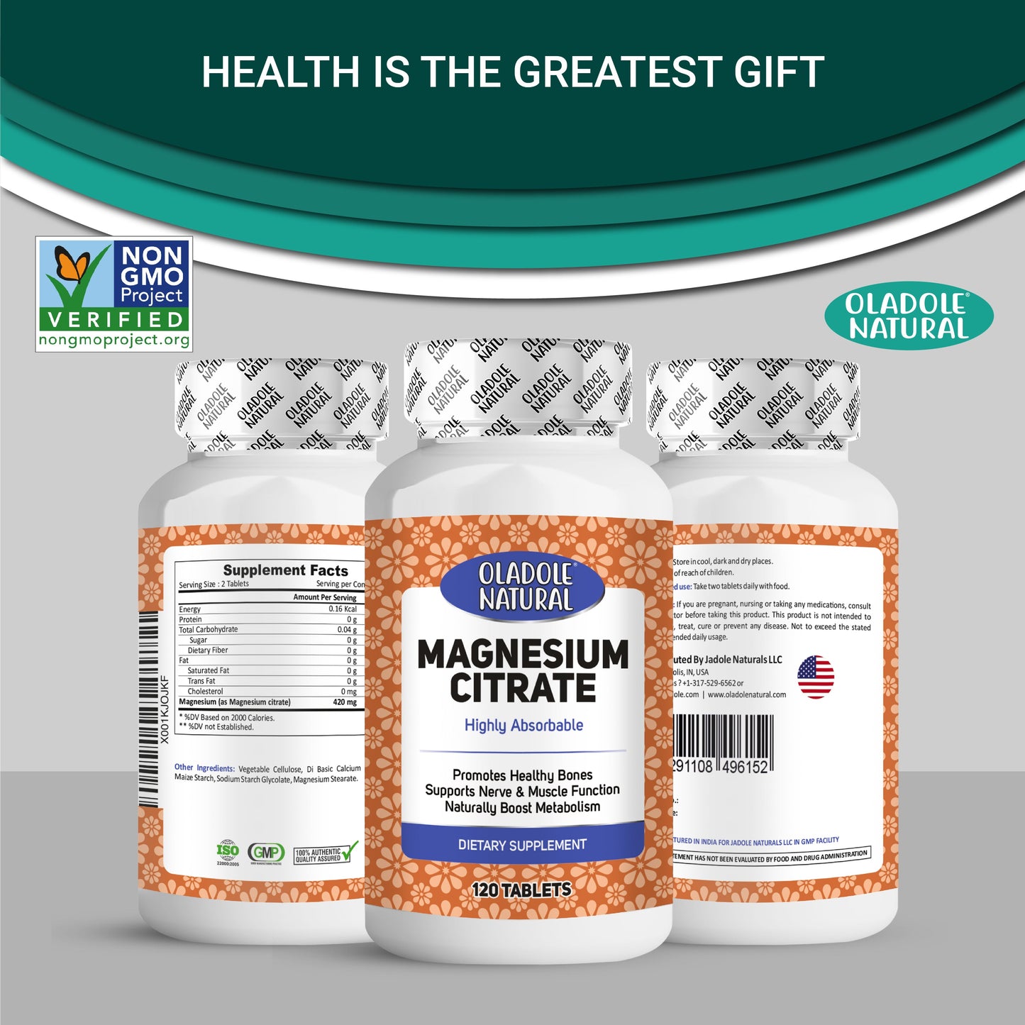 Highly Absorbable Magnesium Citrate 420Mg 120 Tablets