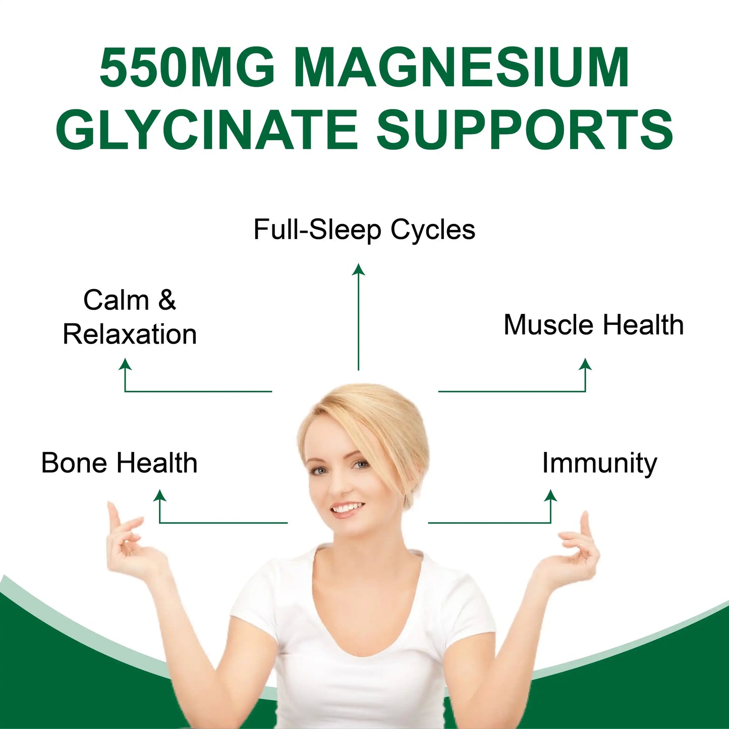 Folfar Magnesium Glycinate 550mg, 120 capsules