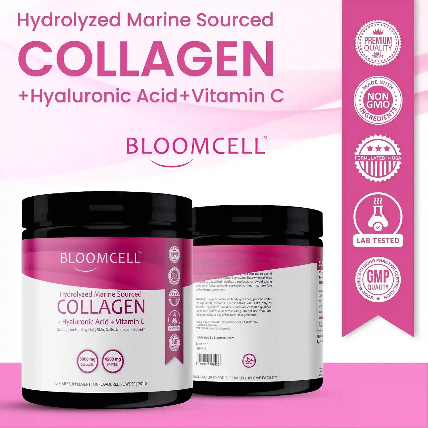Bloomcell Marine Collagen Powder- 201g (Unflavored)