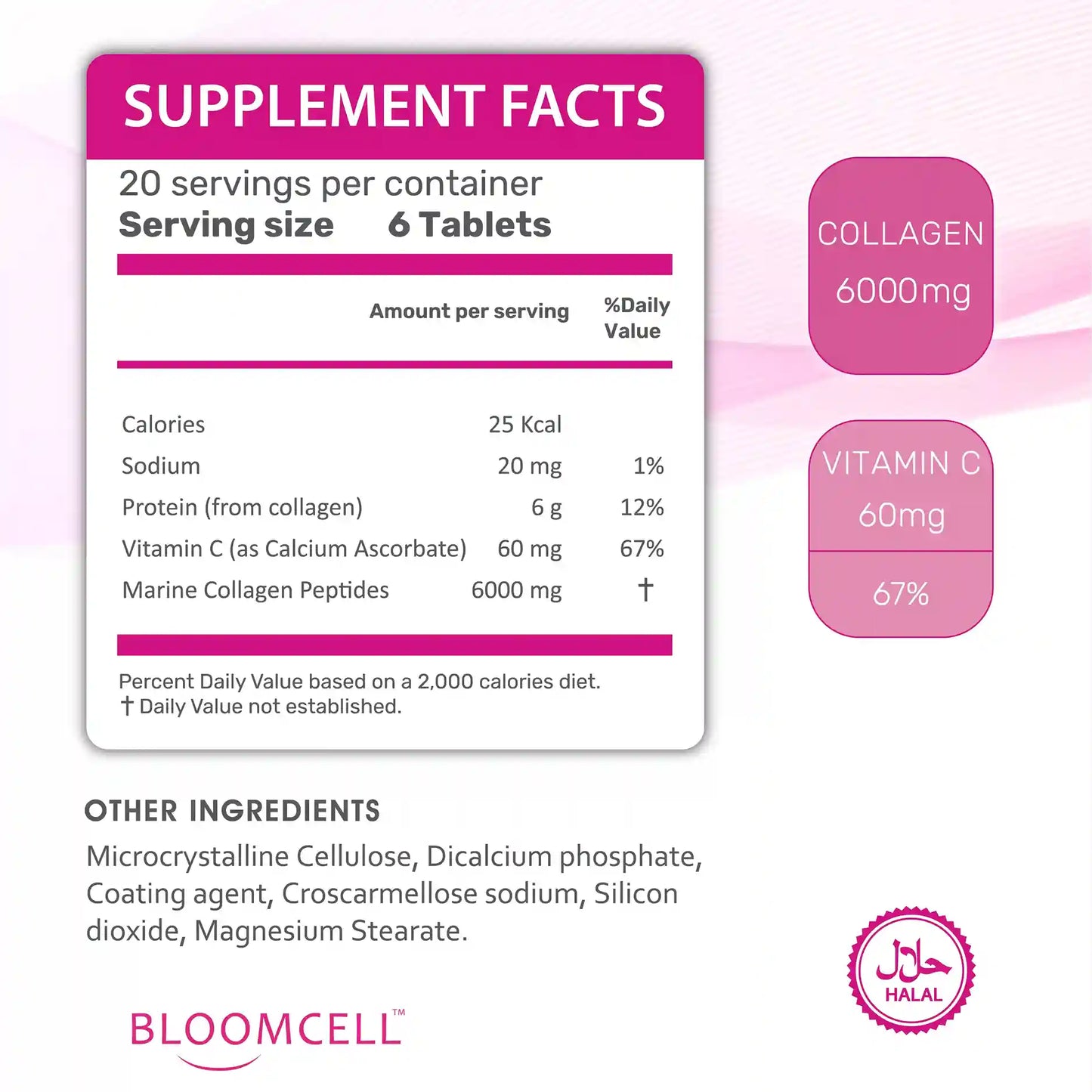 Bloomcell Marine Collagen + Vitamin C-120 Tablets