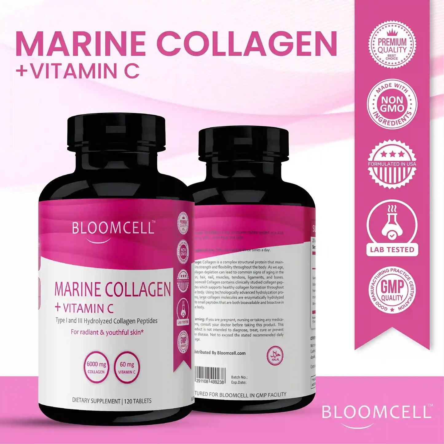 Bloomcell Marine Collagen + Vitamin C-120 Tablets