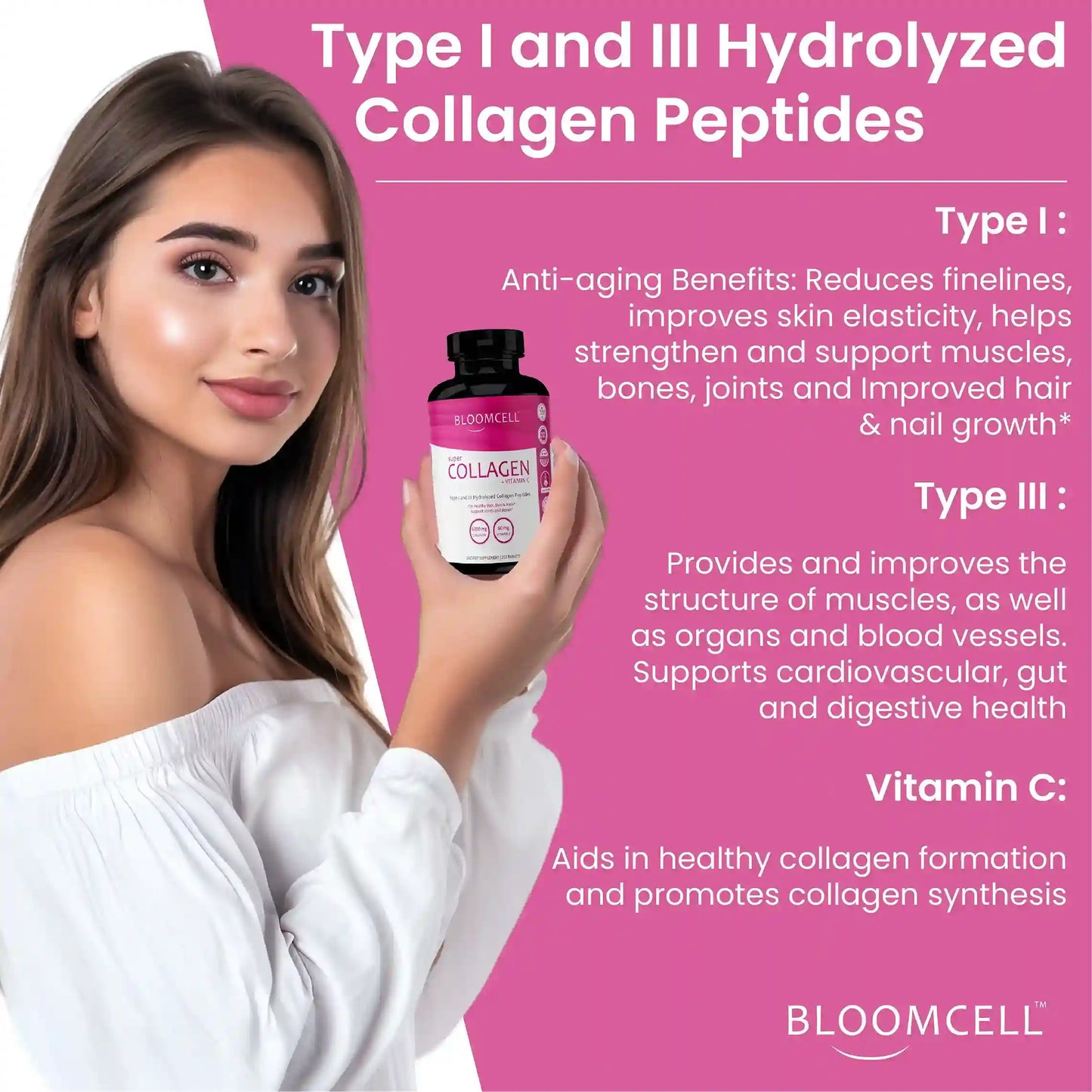 Bloomcell Marine Collagen + Vitamin C-120 Tablets
