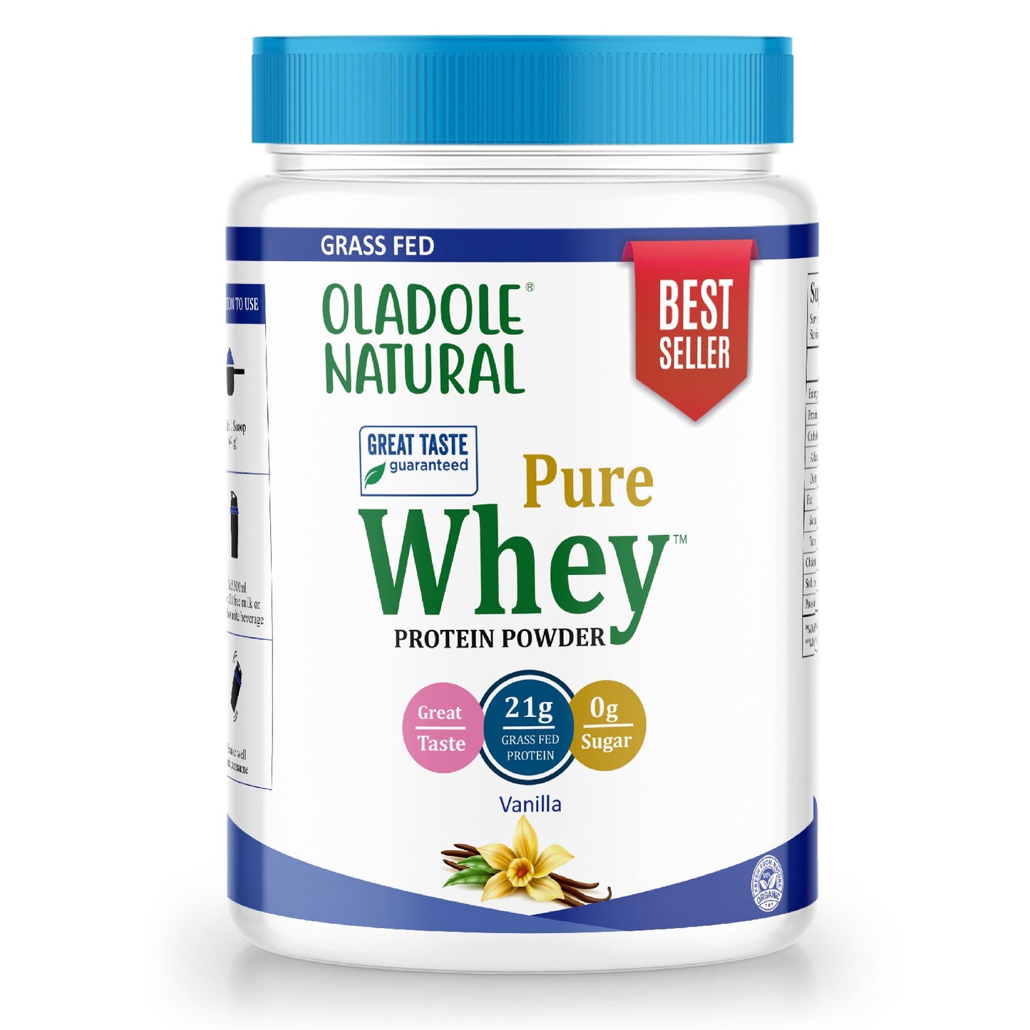 Oladole Natural Whey Protein Powder 820g Vanilla Bean