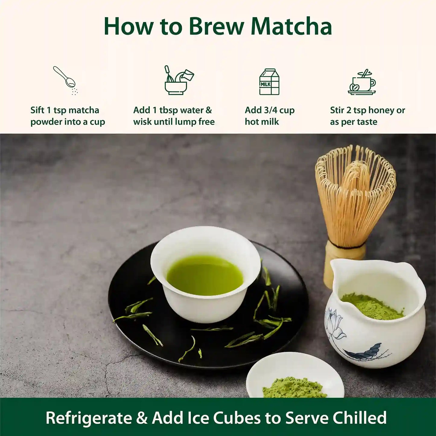 Orgaino Raw Matcha Green Tea Powder (50g, 25 Cups)