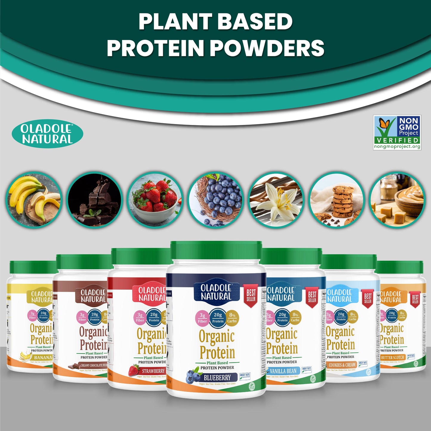 Flavors oladole natural plant based organic protein powder