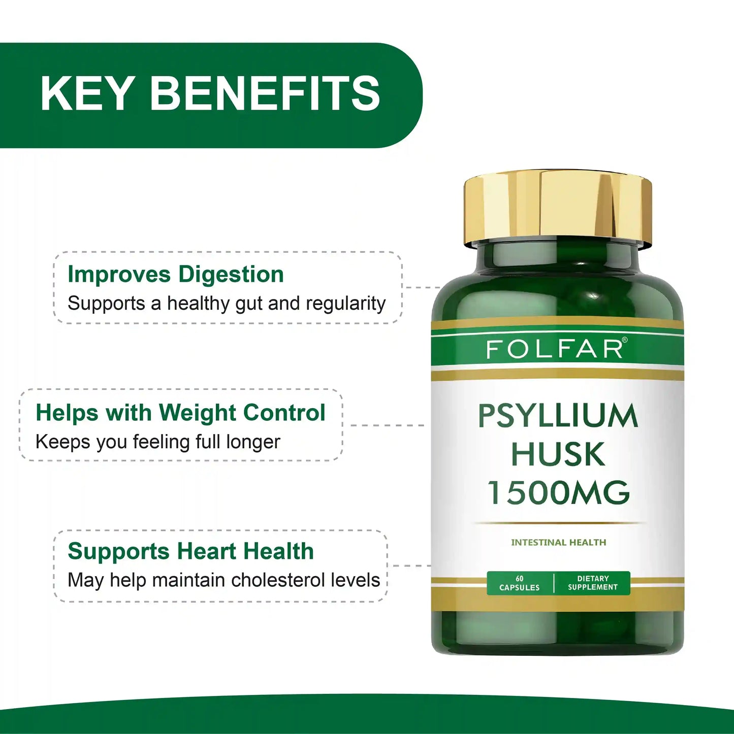 Folfar Psyllium Husk – 60 Capsules