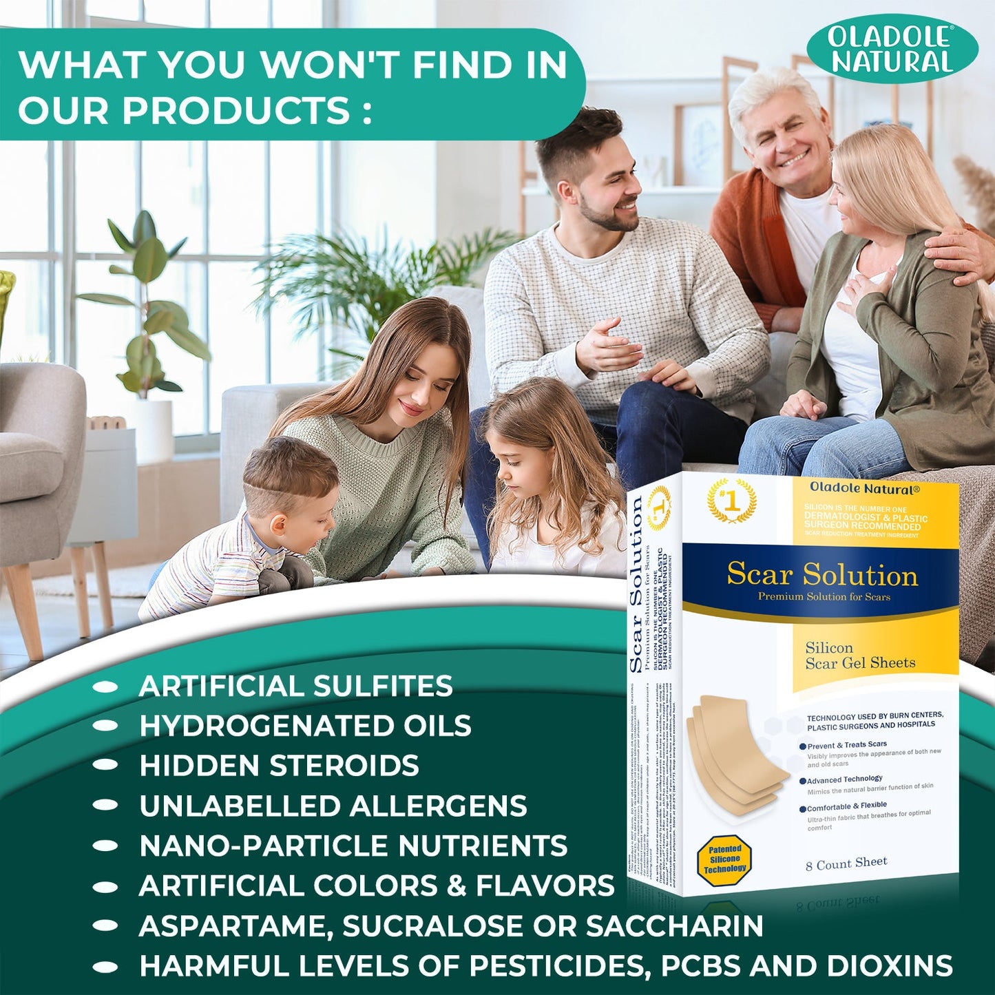 Scar Solution Silicone Scar Gel Sheets 8 Count
