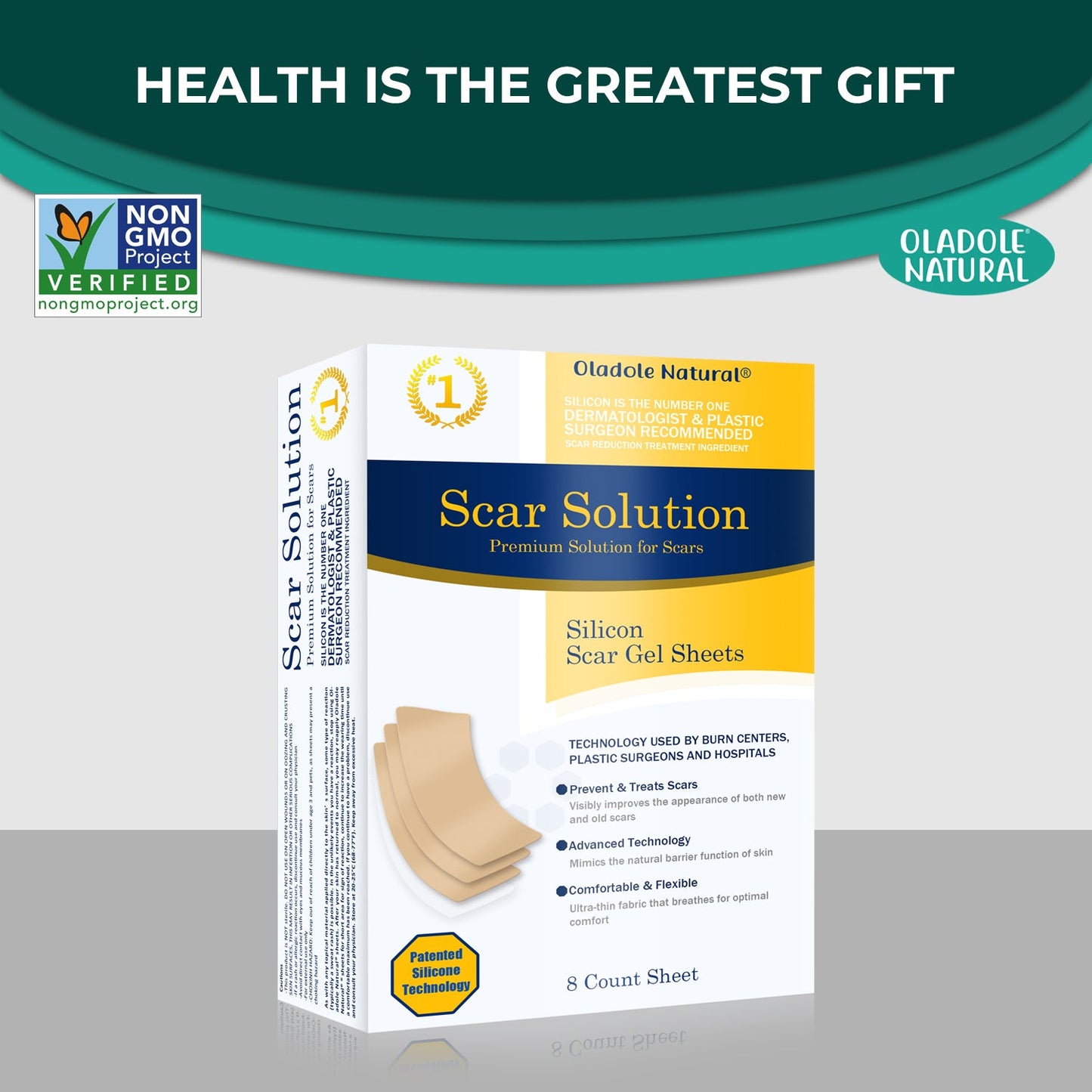Scar Solution Silicone Scar Gel Sheets 8 Count