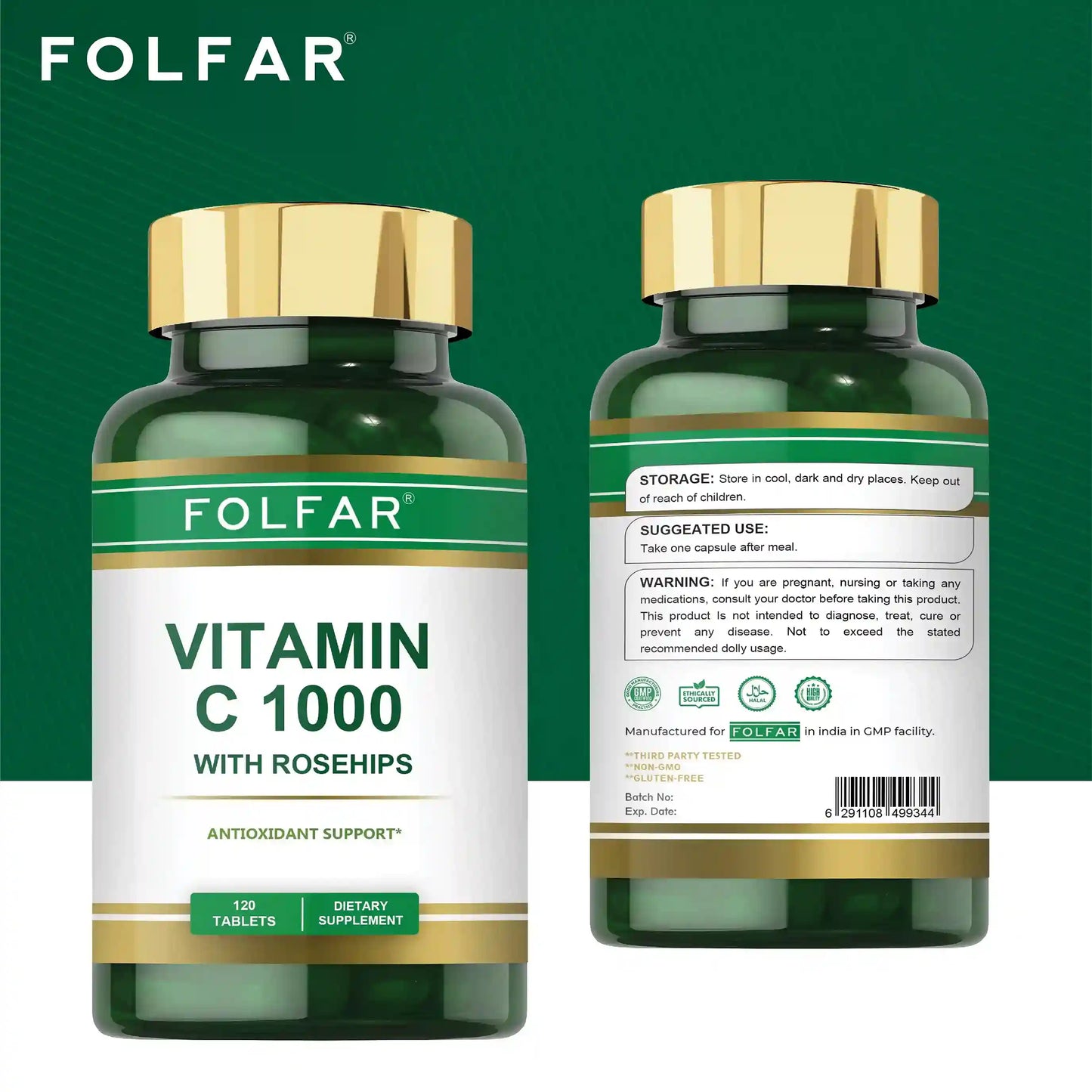 Folfar Vitamin C With Rose Hips - 1000mg