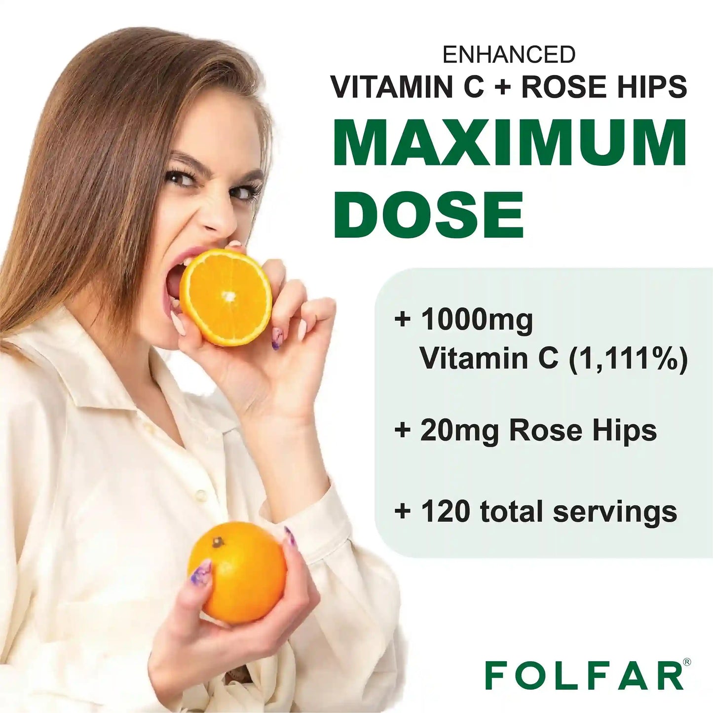 Folfar Vitamin C With Rose Hips - 1000mg