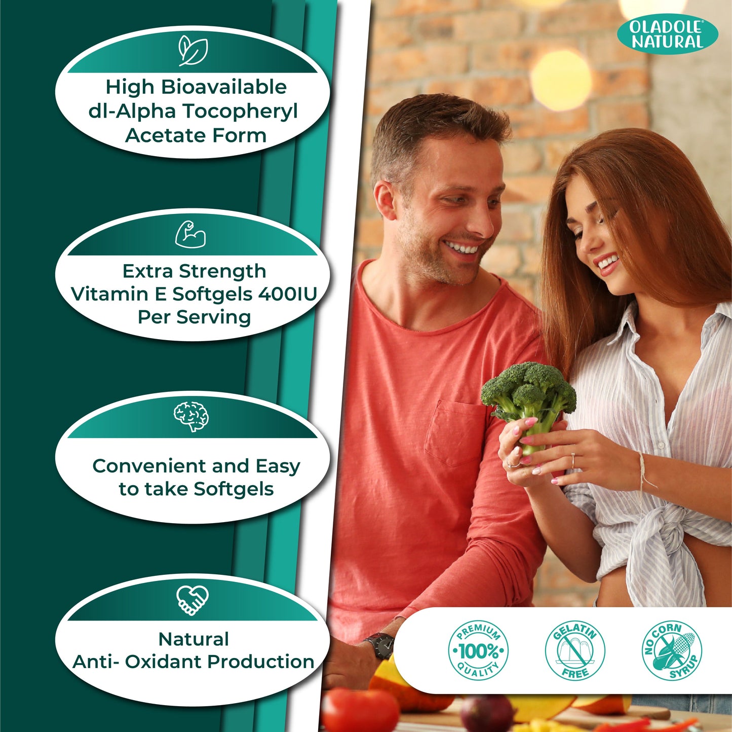 Vitamin E 400 D-Alpha Tocopherol 268mg -100 Softgels