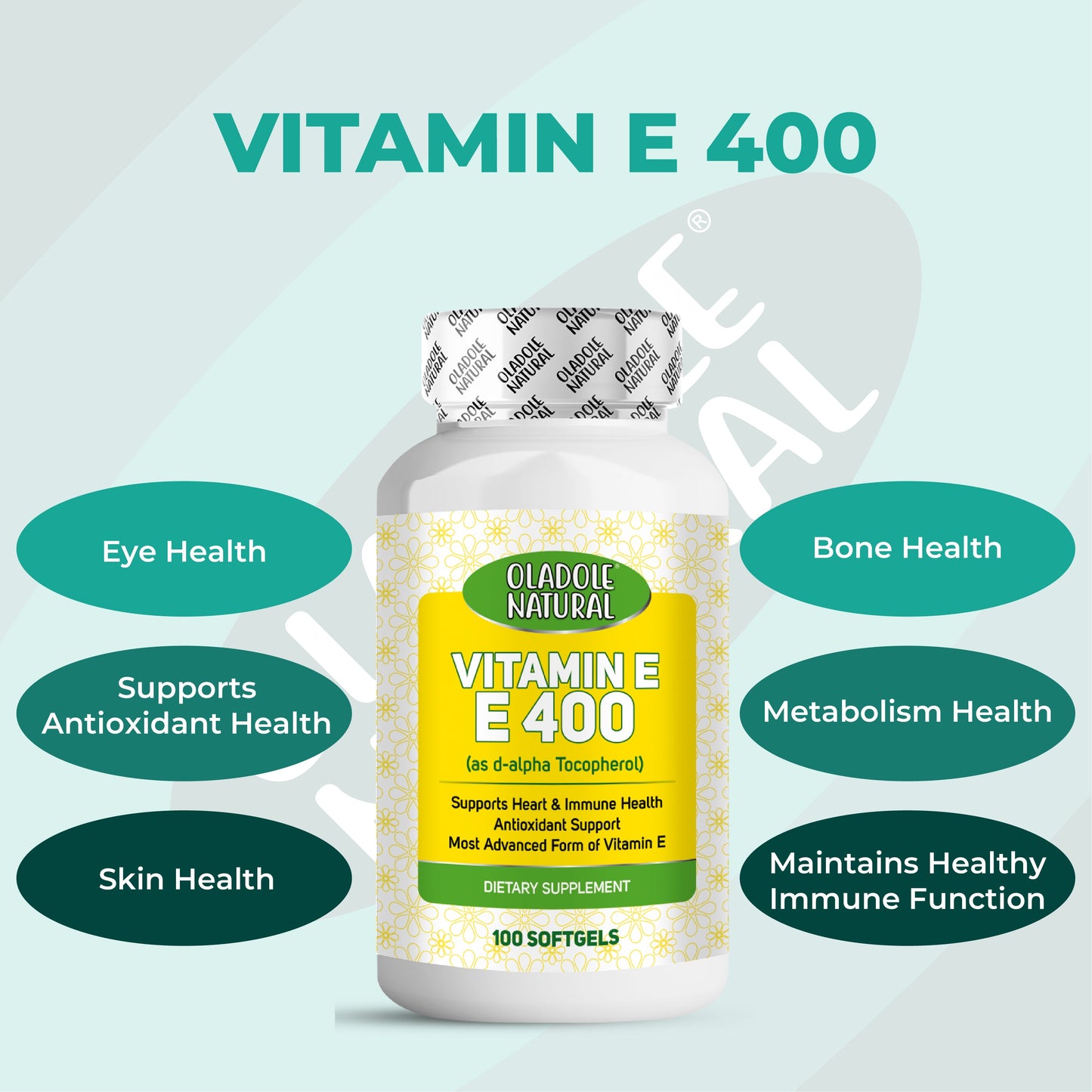 Vitamin E 400 D-Alpha Tocopherol 268mg -100 Softgels