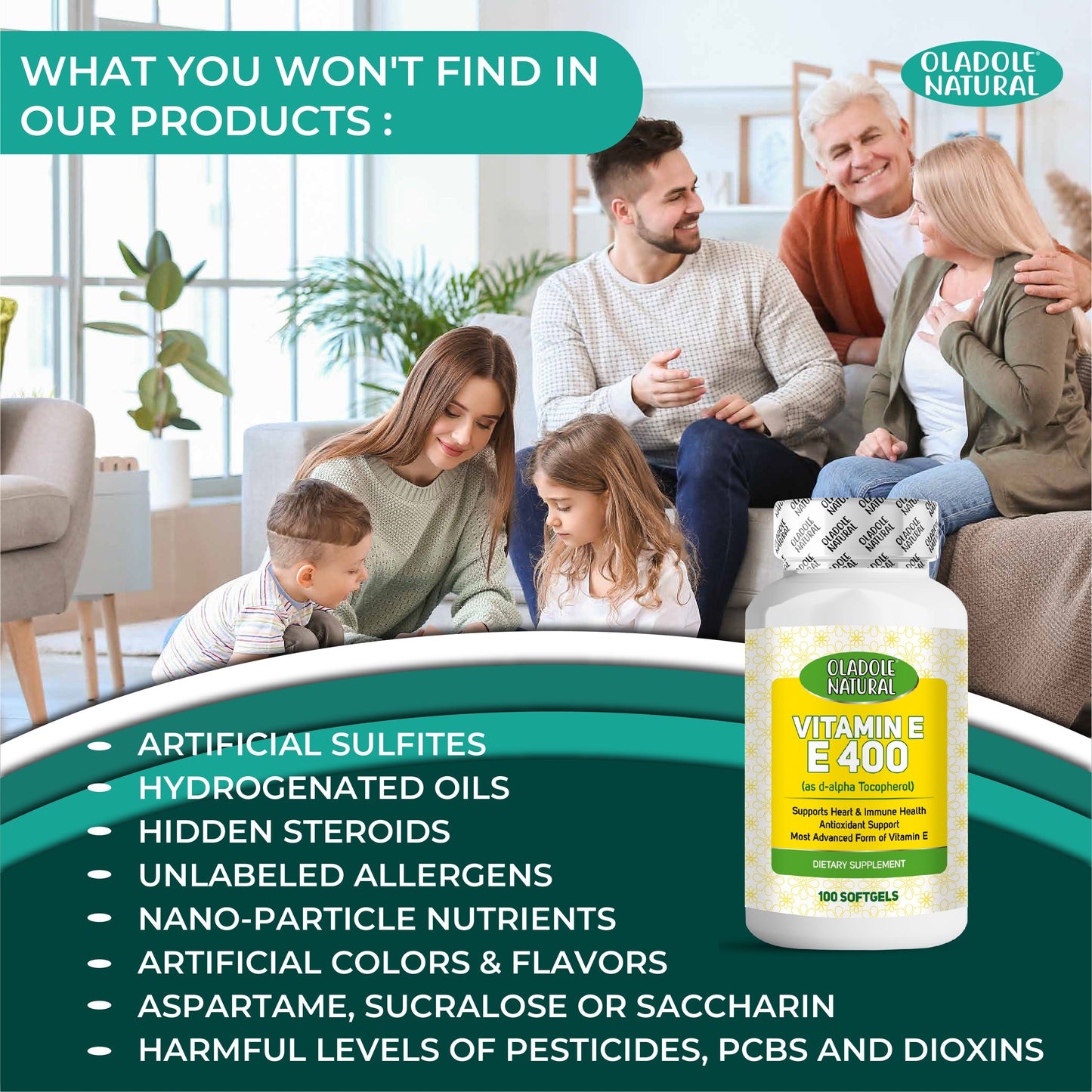 Vitamin E 400 D-Alpha Tocopherol 268mg -100 Softgels