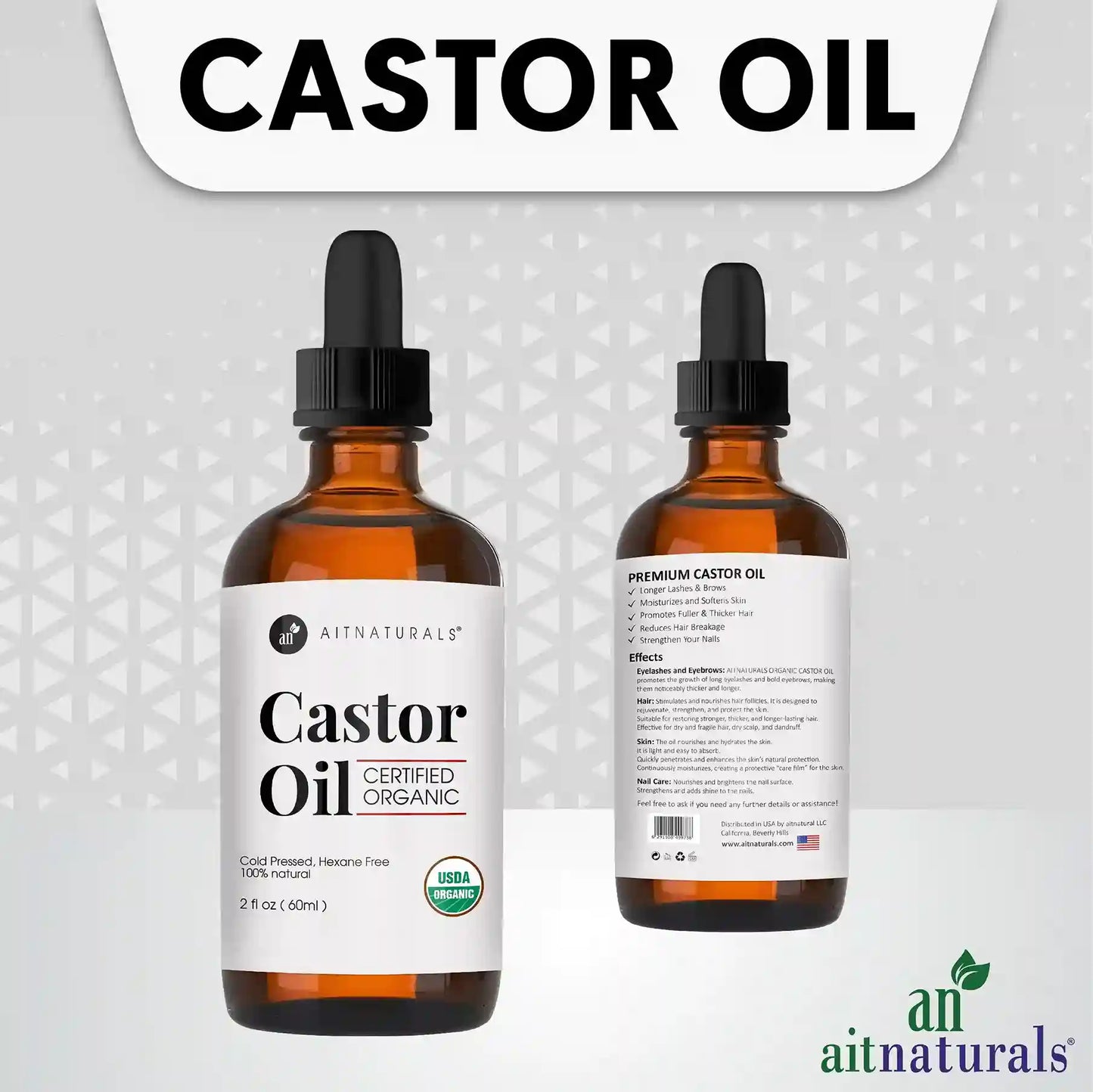 Aitnaturals Organic Castor Oil 60ml