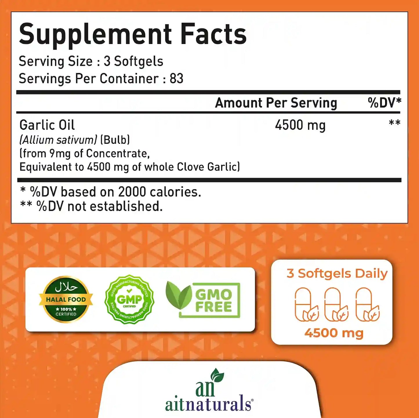 Garlic Oil - 4500 mg (250 Softgels)