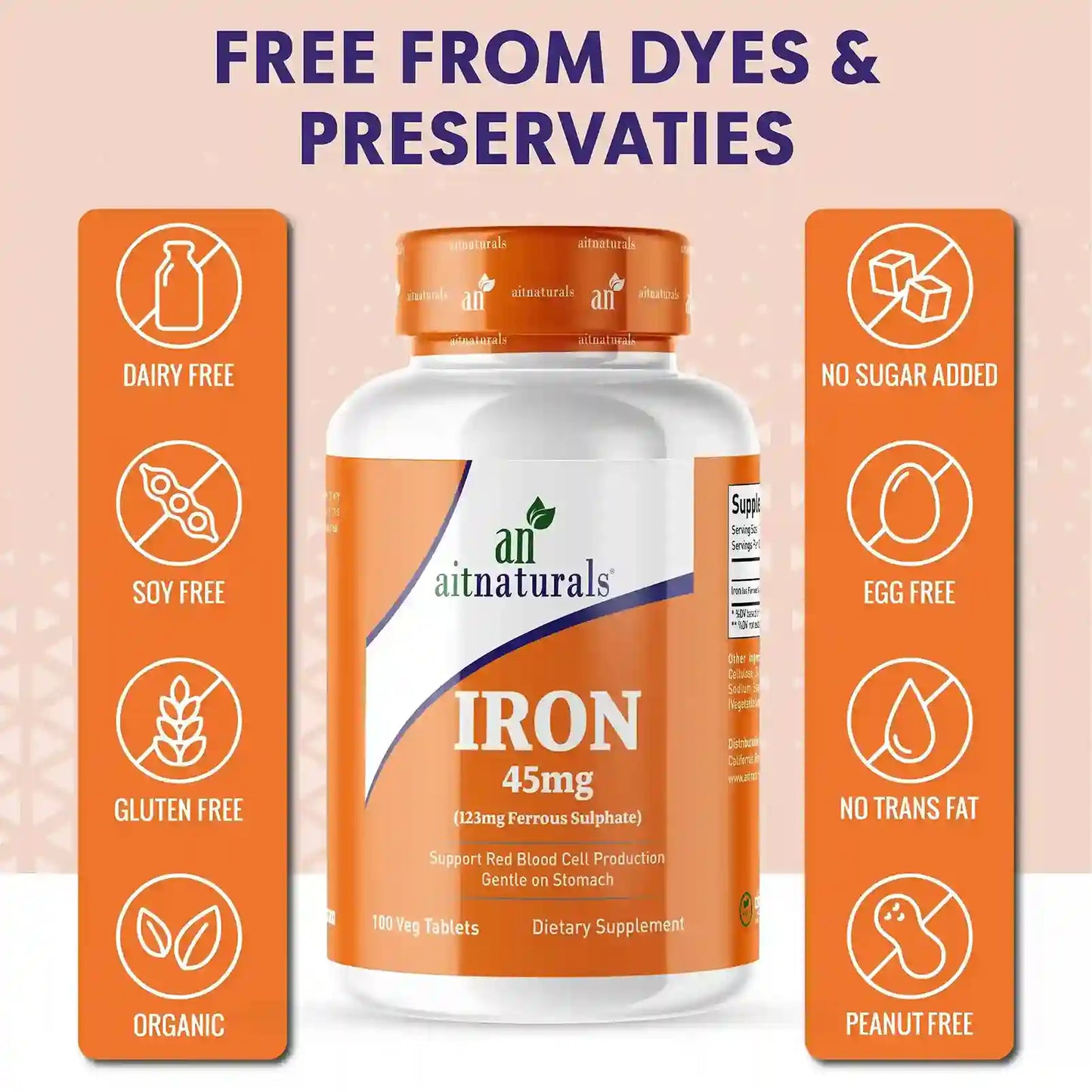 Iron - 45mg (100 Tablets)