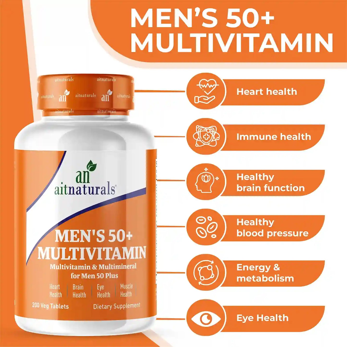 Aitnaturals Mens 50+ Multivitamin - 5000 mg (200 Tablets)