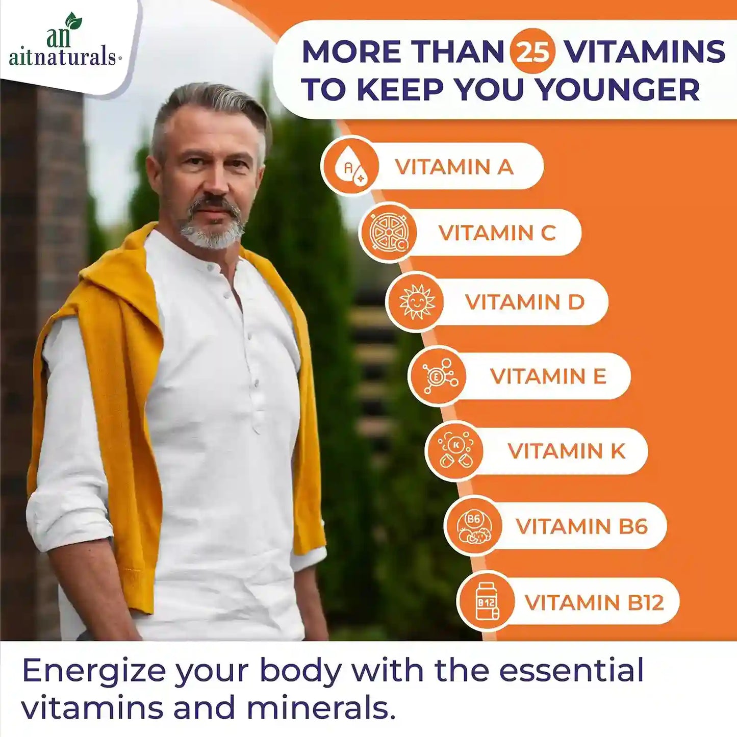 Aitnaturals Mens 50+ Multivitamin - 5000 mg (200 Tablets)
