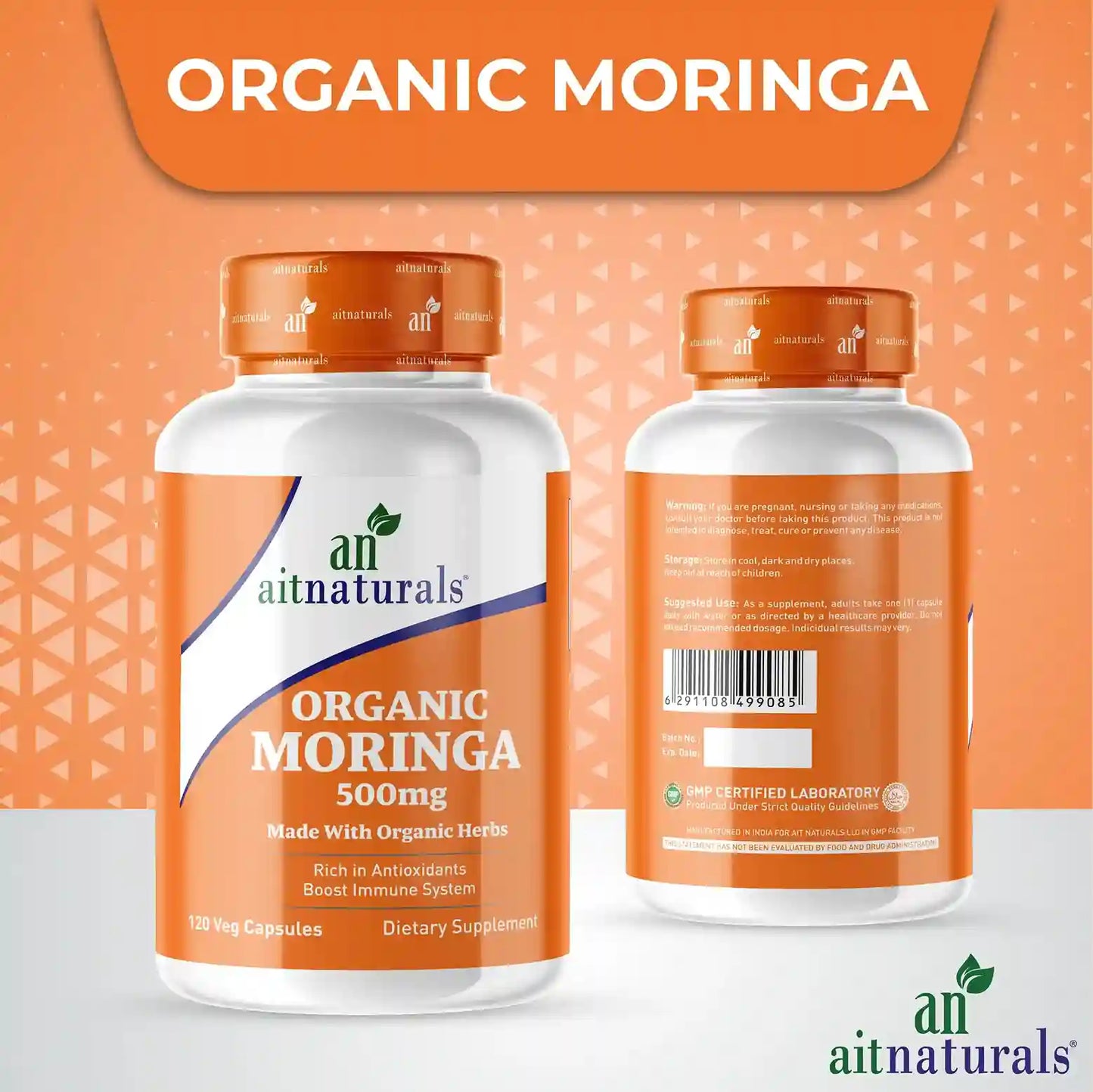 Organic Moringa - 500 mg (120 Capsules)