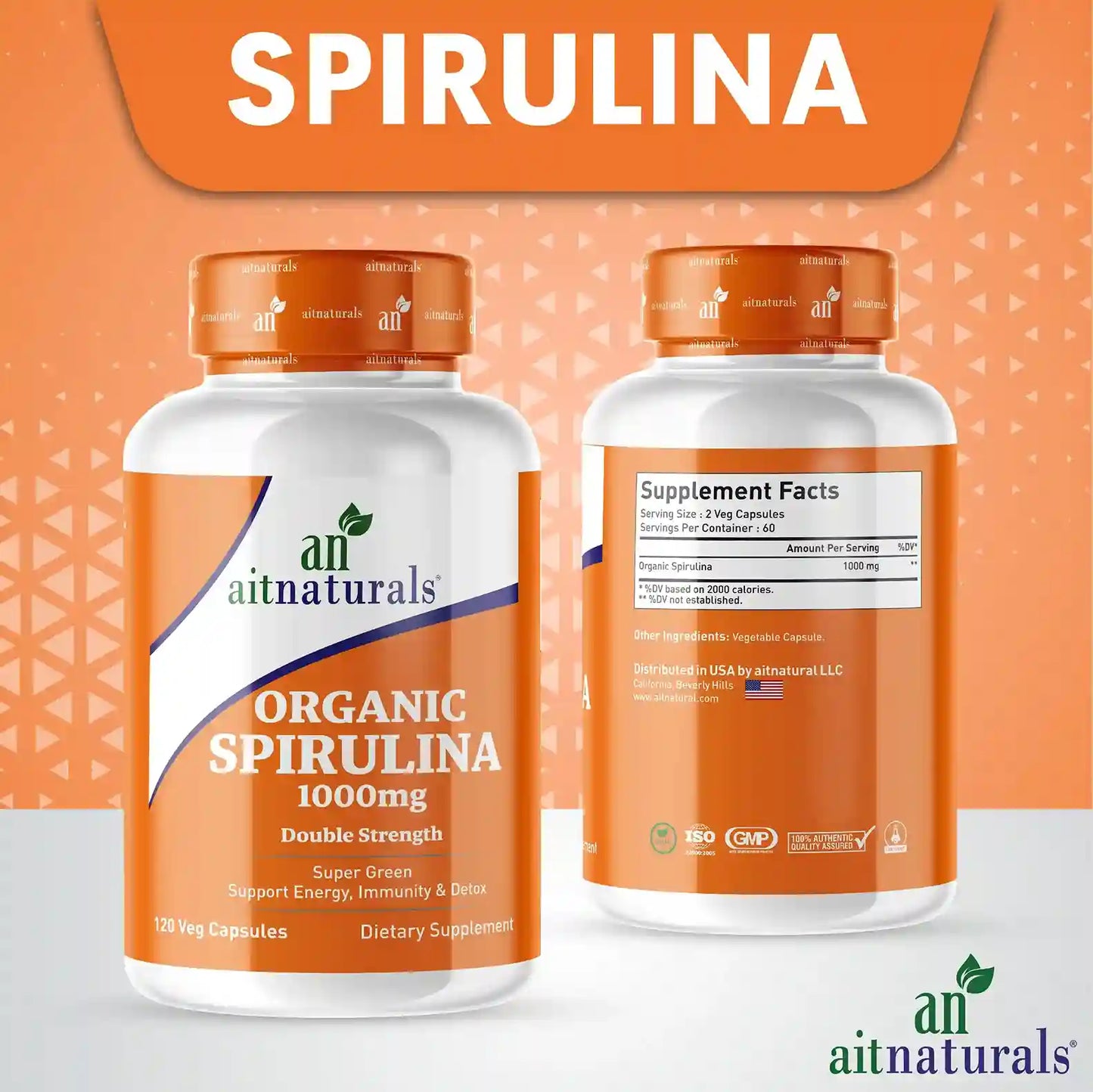 Organic Spirulina - 1000 mg (120 Capsules)