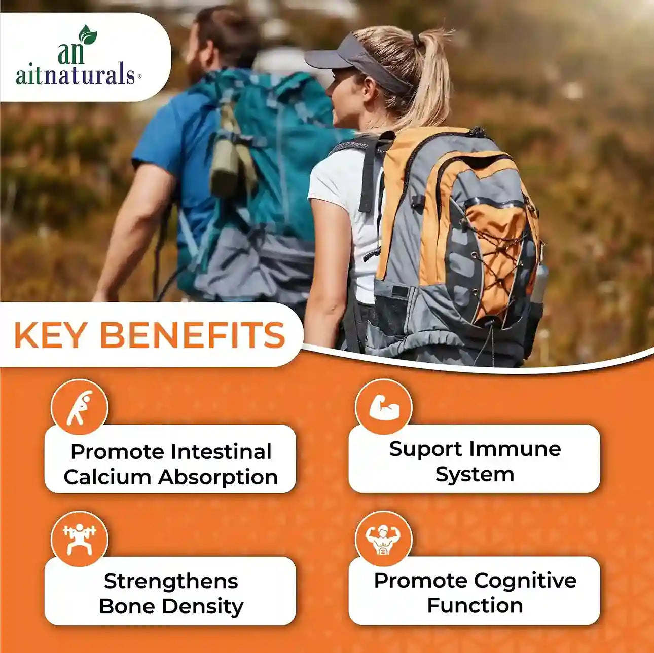 Aitnaturals Plant Based D3 + K2 - (60 Softgels)