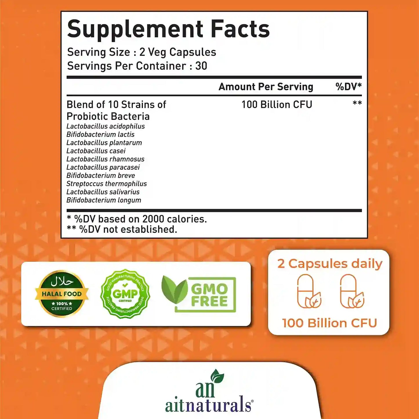 Aitnaturals Probiotic 10-100 Billion (60 Capsules)