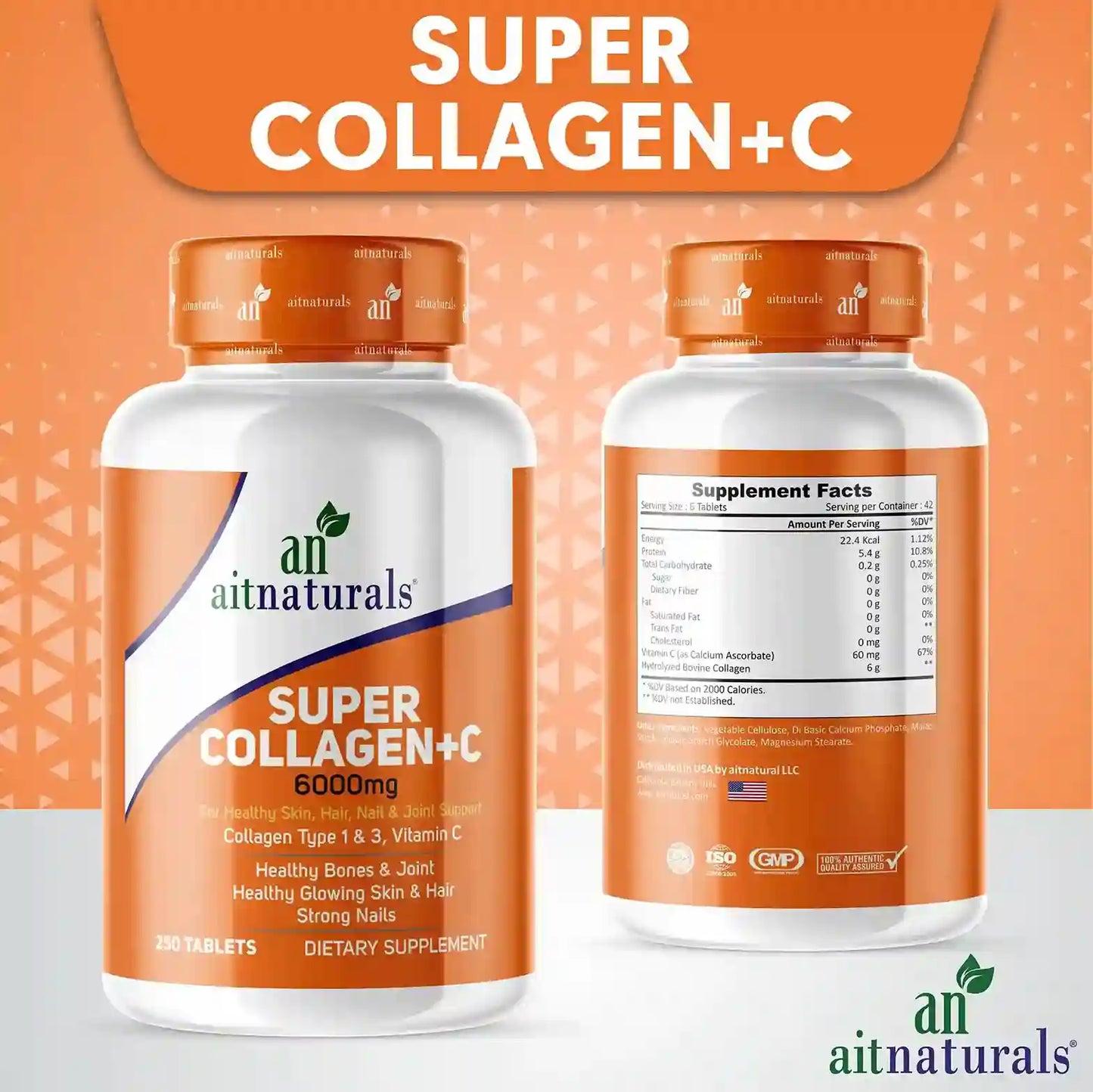 Super Collagen + Vitamin C - 250 Tablets