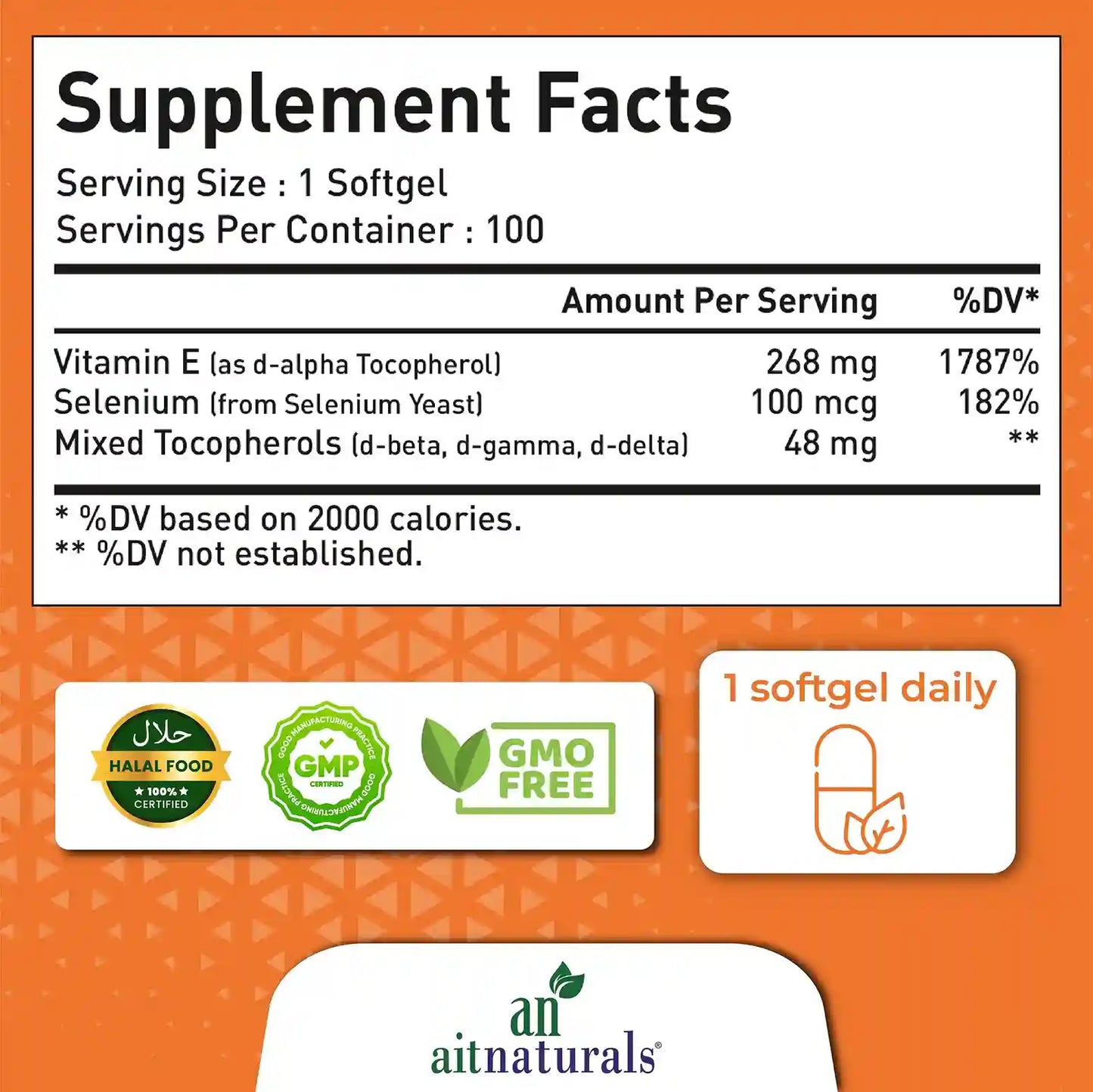 Aitnaturals E-400IU - 100 Softgels