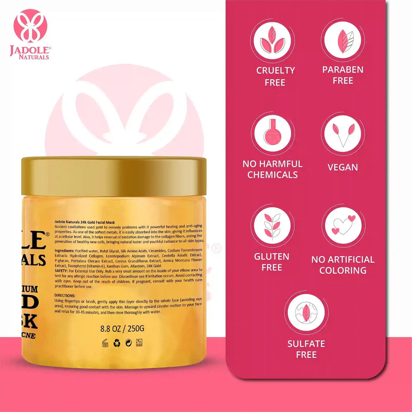 Jadole Naturals Gold Facial Mask 8.8 Oz, 250g