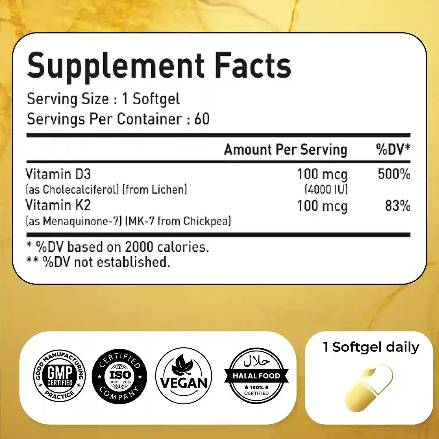 Natrolina Plant Based D3 + K2 - 60 softgels