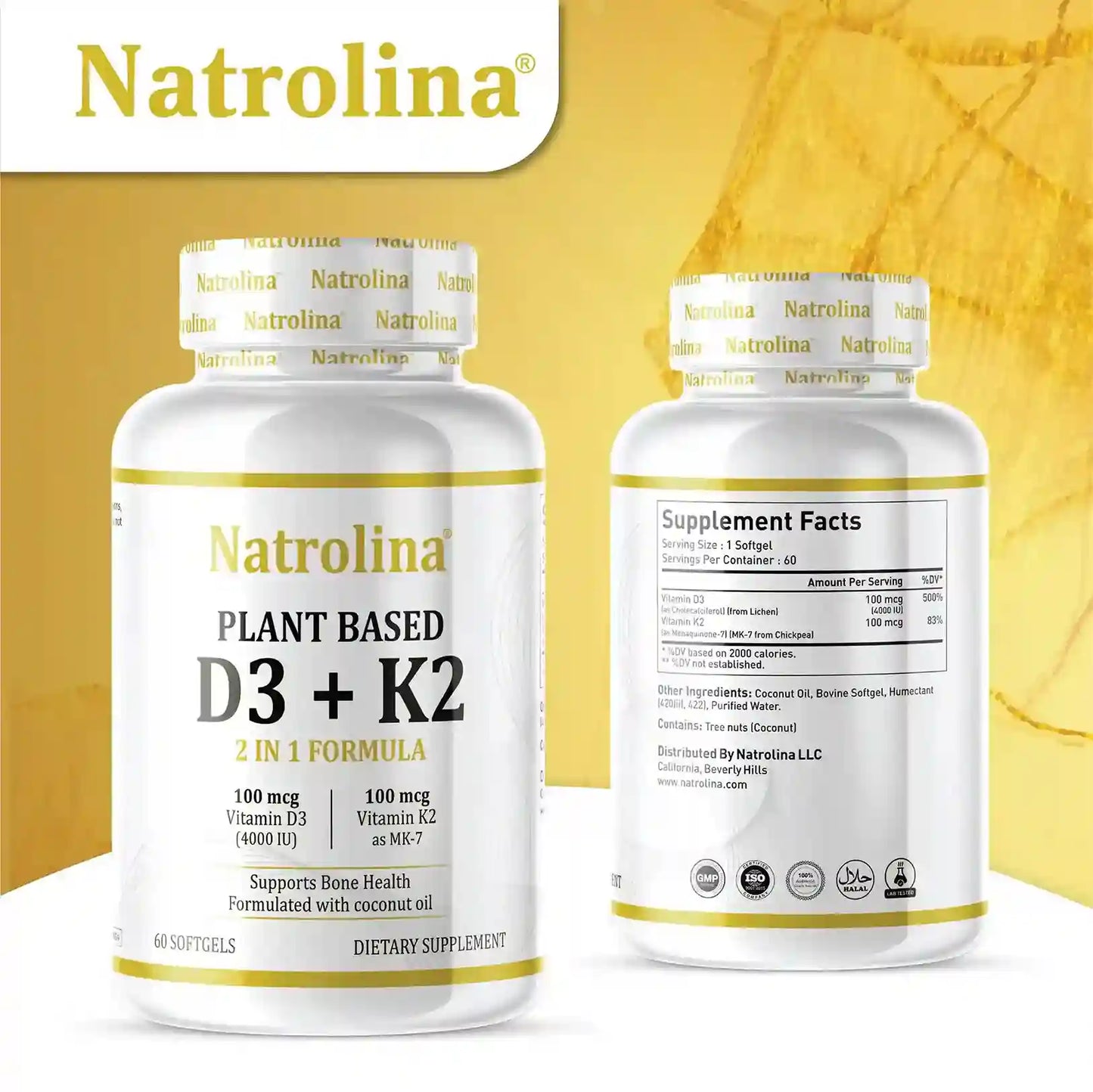 Natrolina Plant Based D3 + K2 - 60 softgels
