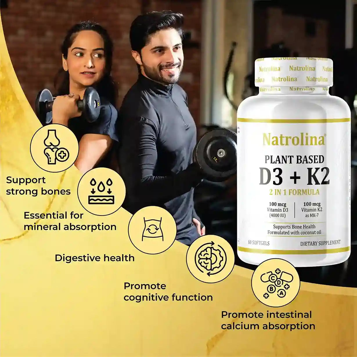 Natrolina Plant Based D3 + K2 - 60 softgels
