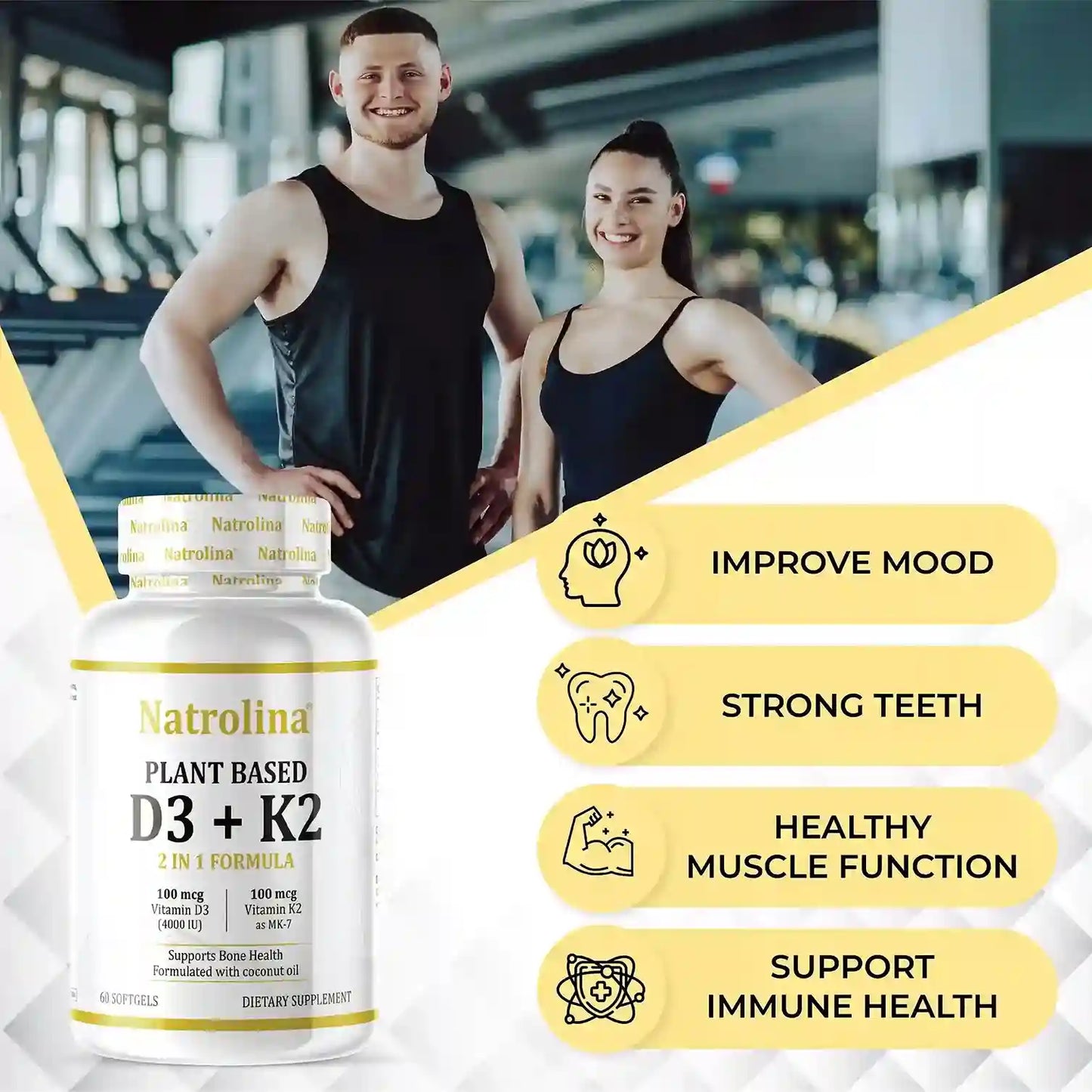 Natrolina Plant Based D3 + K2 - 60 softgels