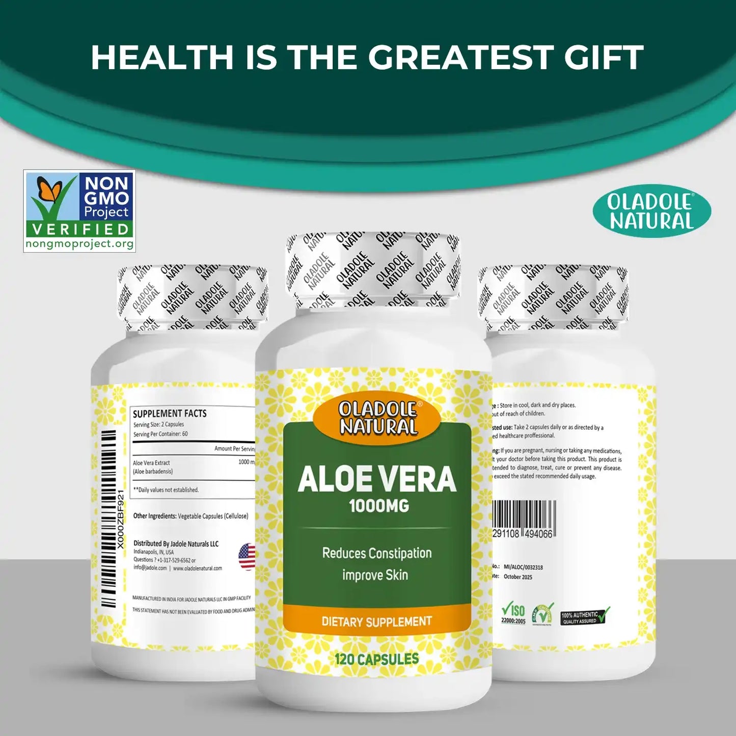 Oladole Natural Aloe Vera 1000mg 120 Capsules