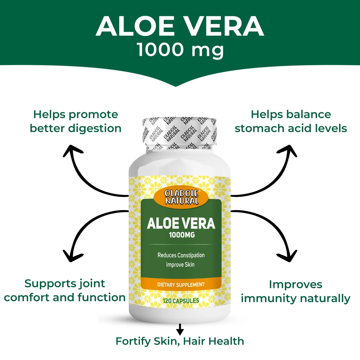Oladole Natural Aloe Vera 1000mg 120 Capsules