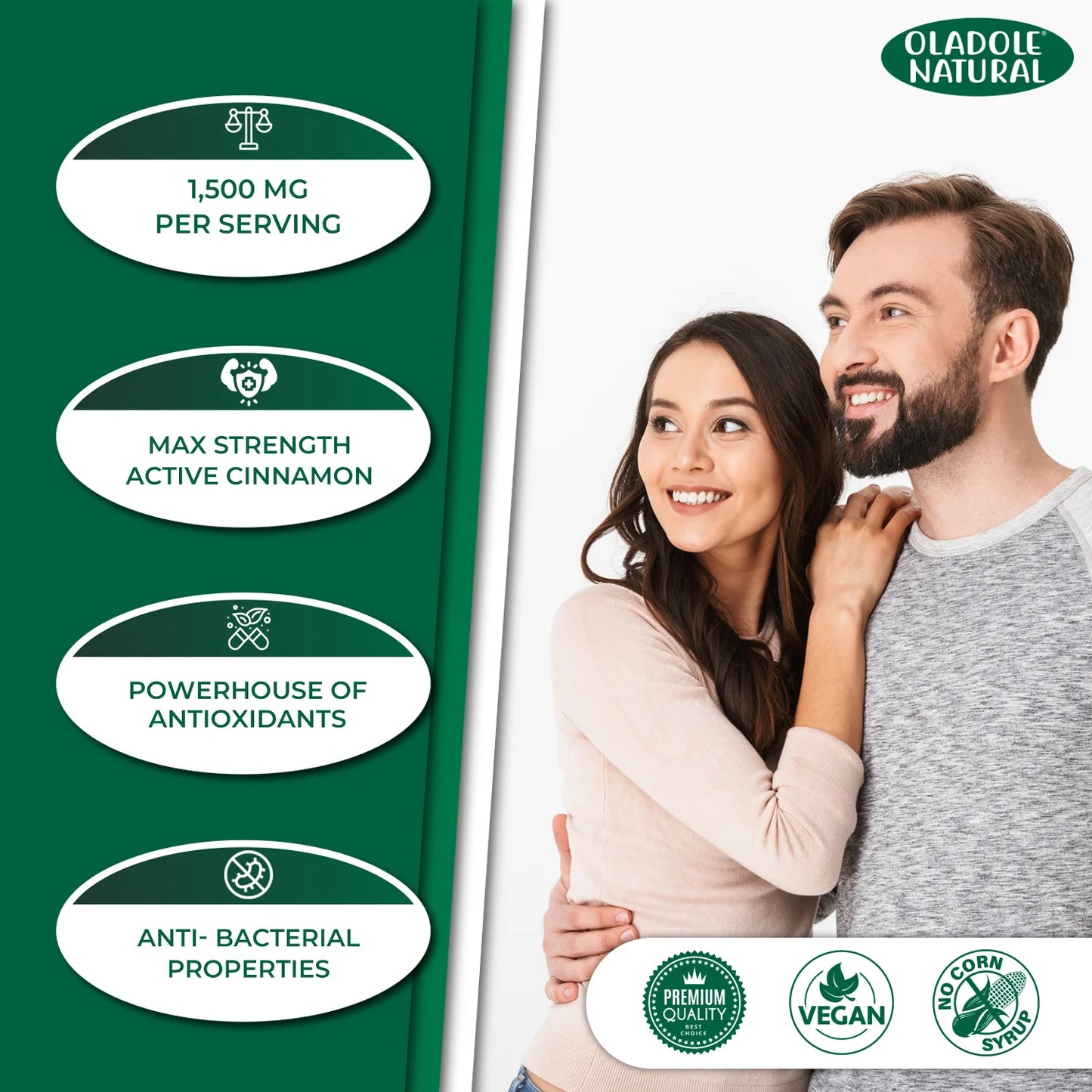 Oladole Natural Cinnamon 1500mg 120 Capsules