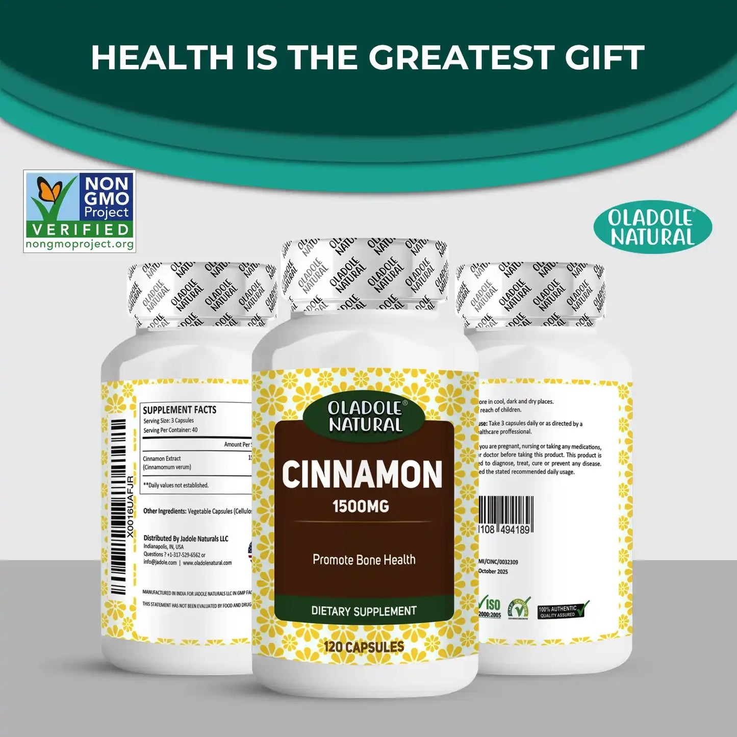 Oladole Natural Cinnamon 1500mg 120 Capsules